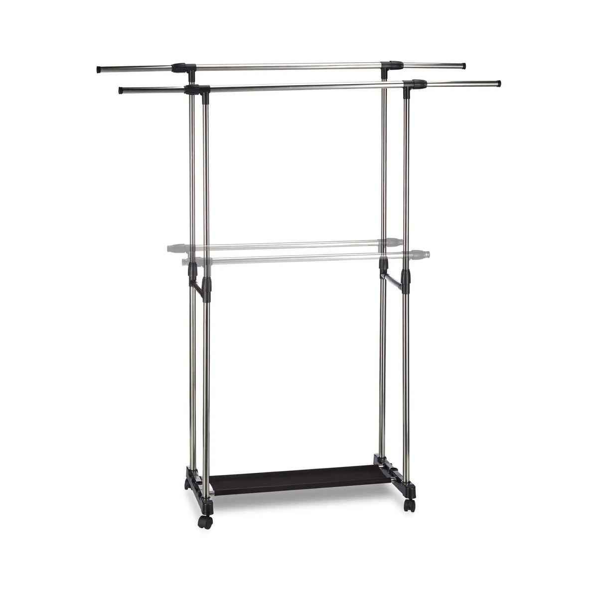 Rollgarderobe mit 2 Kleiderstangen Schwarz-Silber von Relaxdays