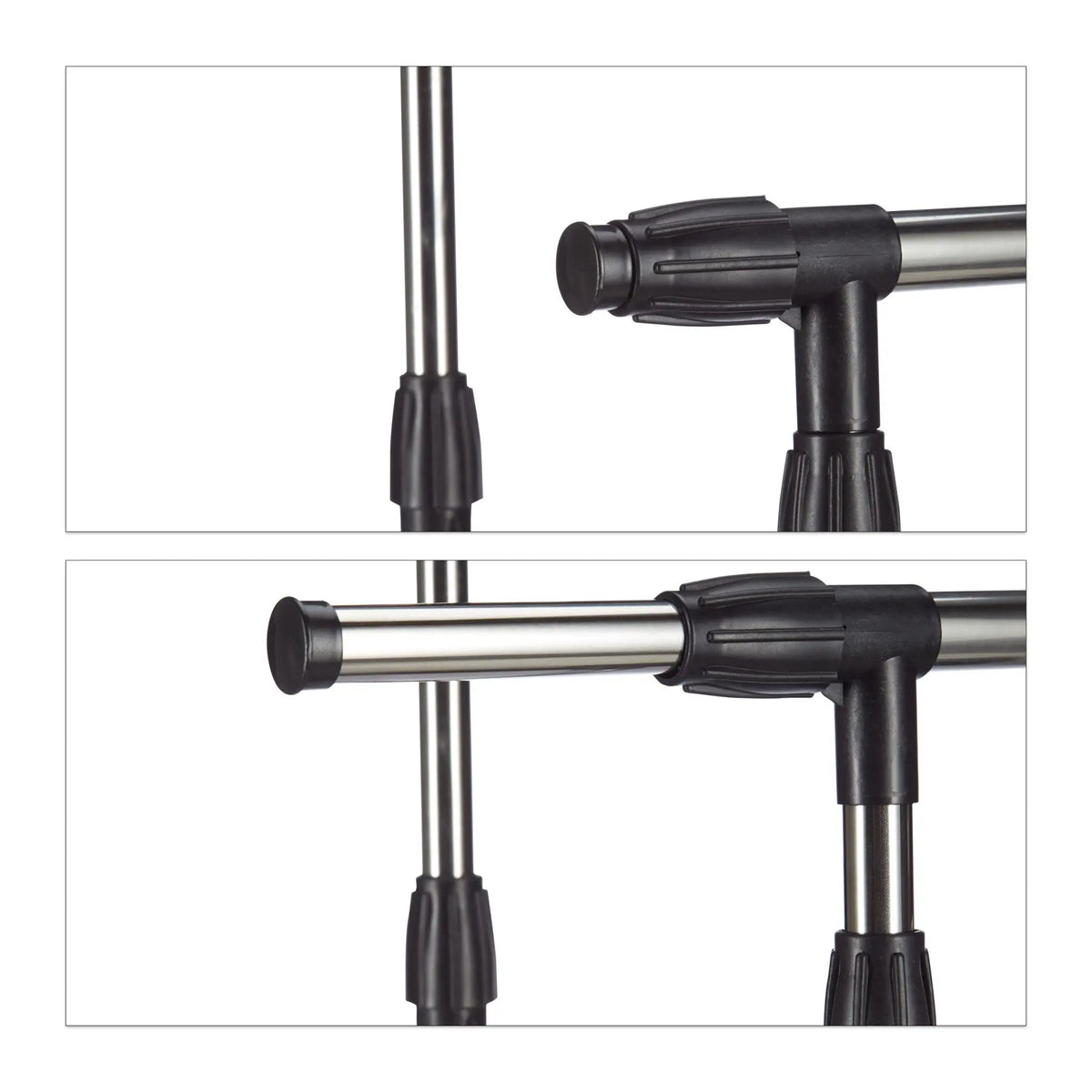 Rollgarderobe mit 2 Kleiderstangen Schwarz-Silber von Relaxdays