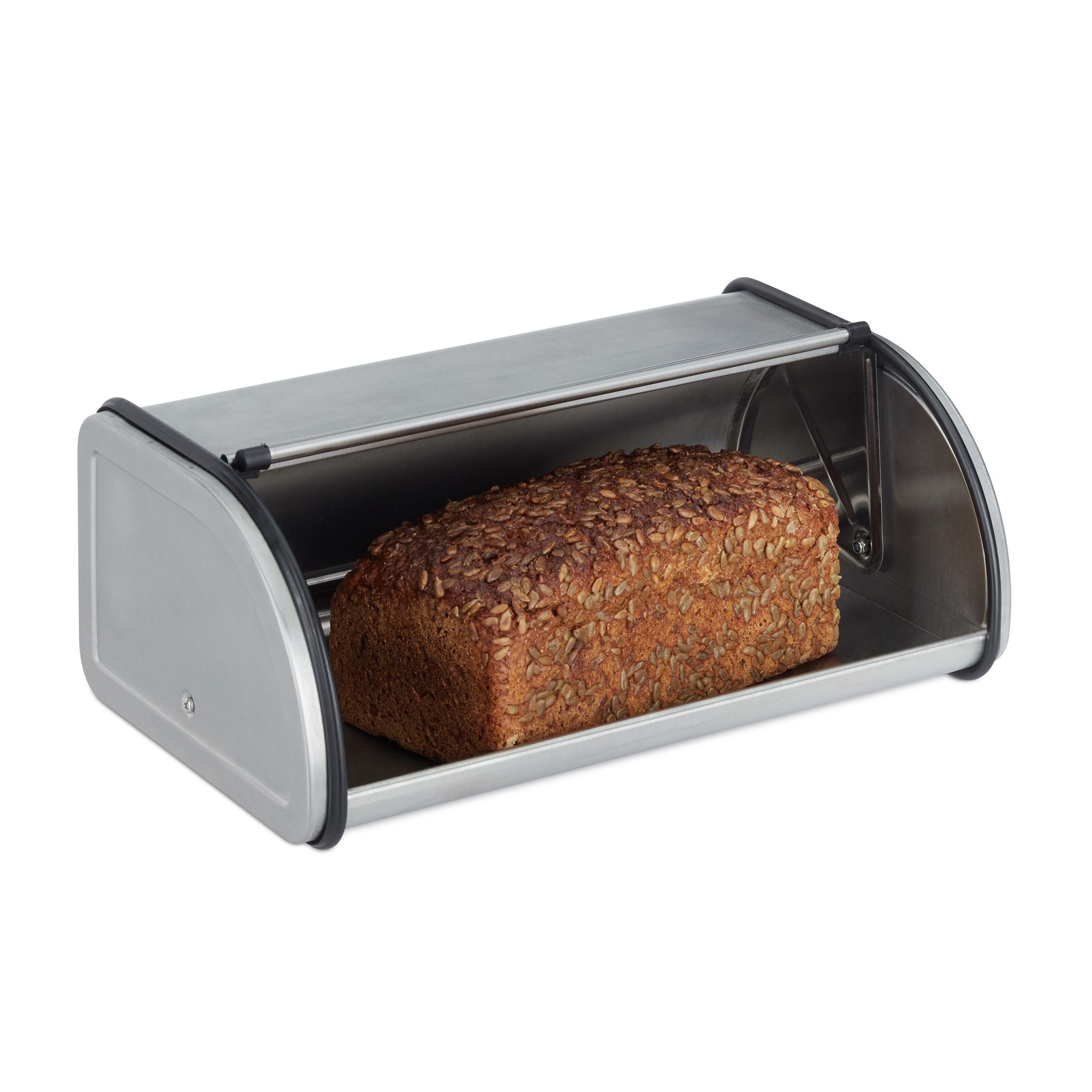 Brotkasten Edelstahl Schwarz-Silber von Relaxdays