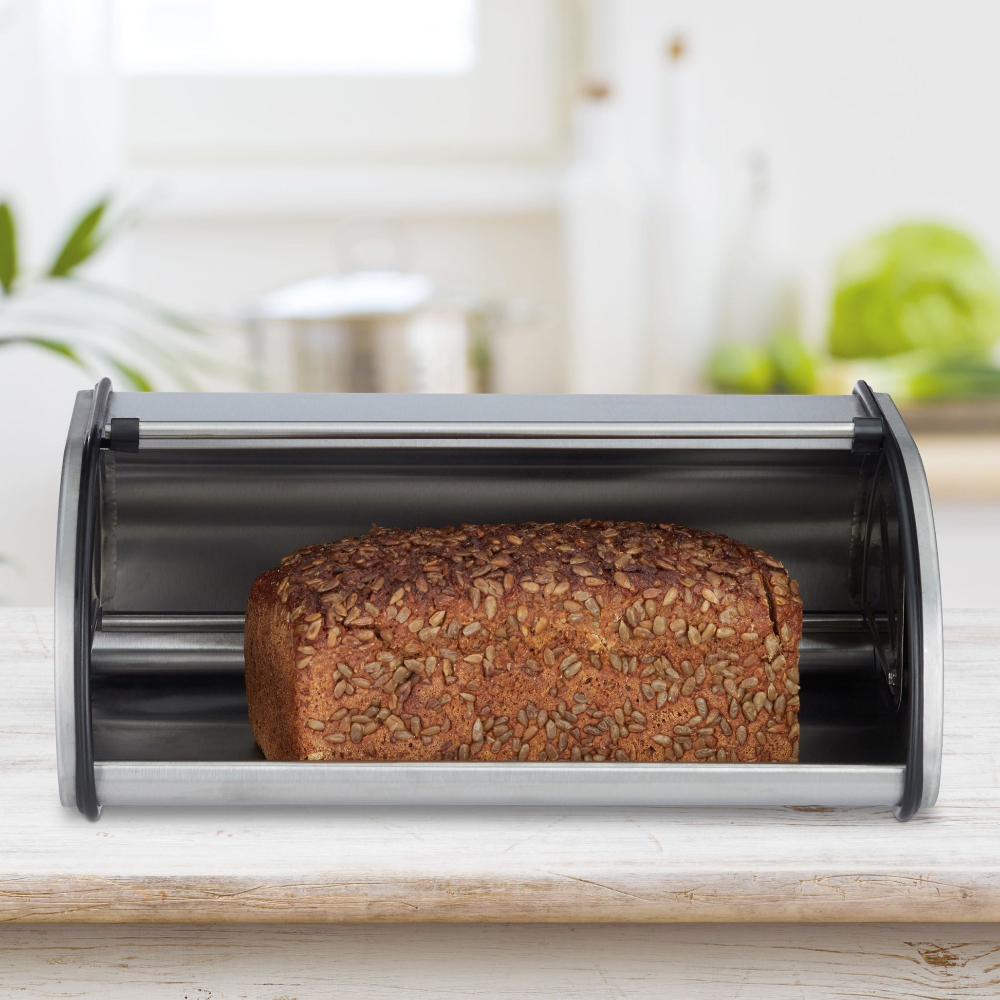 Brotkasten Edelstahl Schwarz-Silber von Relaxdays