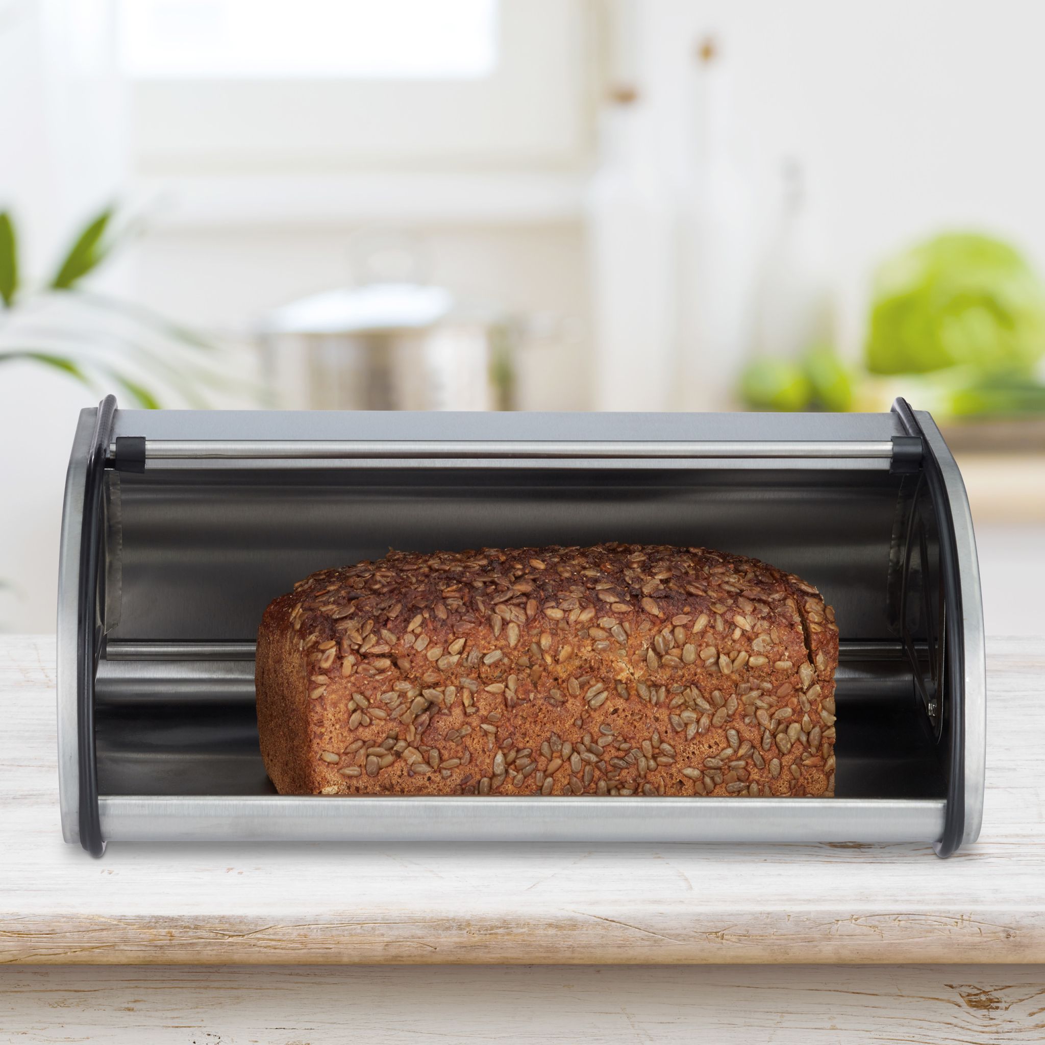 Brotkasten Edelstahl Schwarz-Silber von Relaxdays