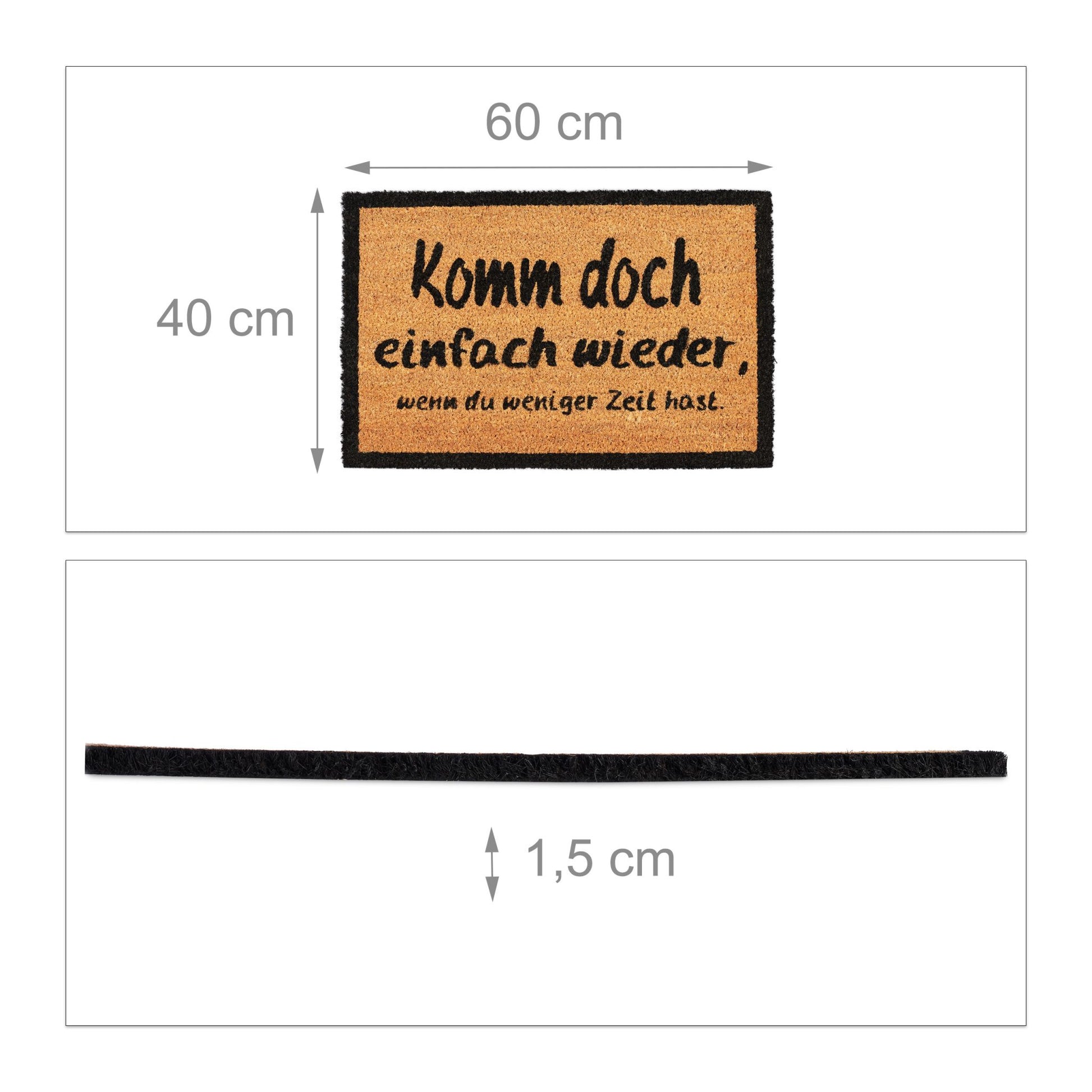 Fussmatte Kokos KOMM WIEDER Hellbraun-Schwarz von Relaxdays