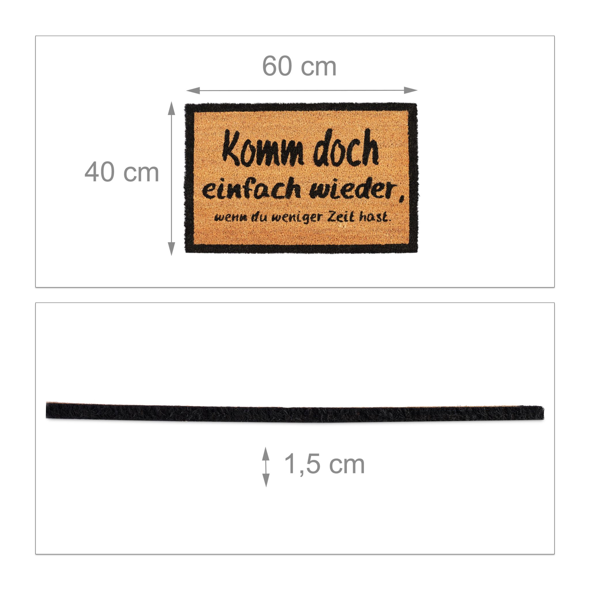 Fussmatte Kokos KOMM WIEDER Hellbraun-Schwarz von Relaxdays