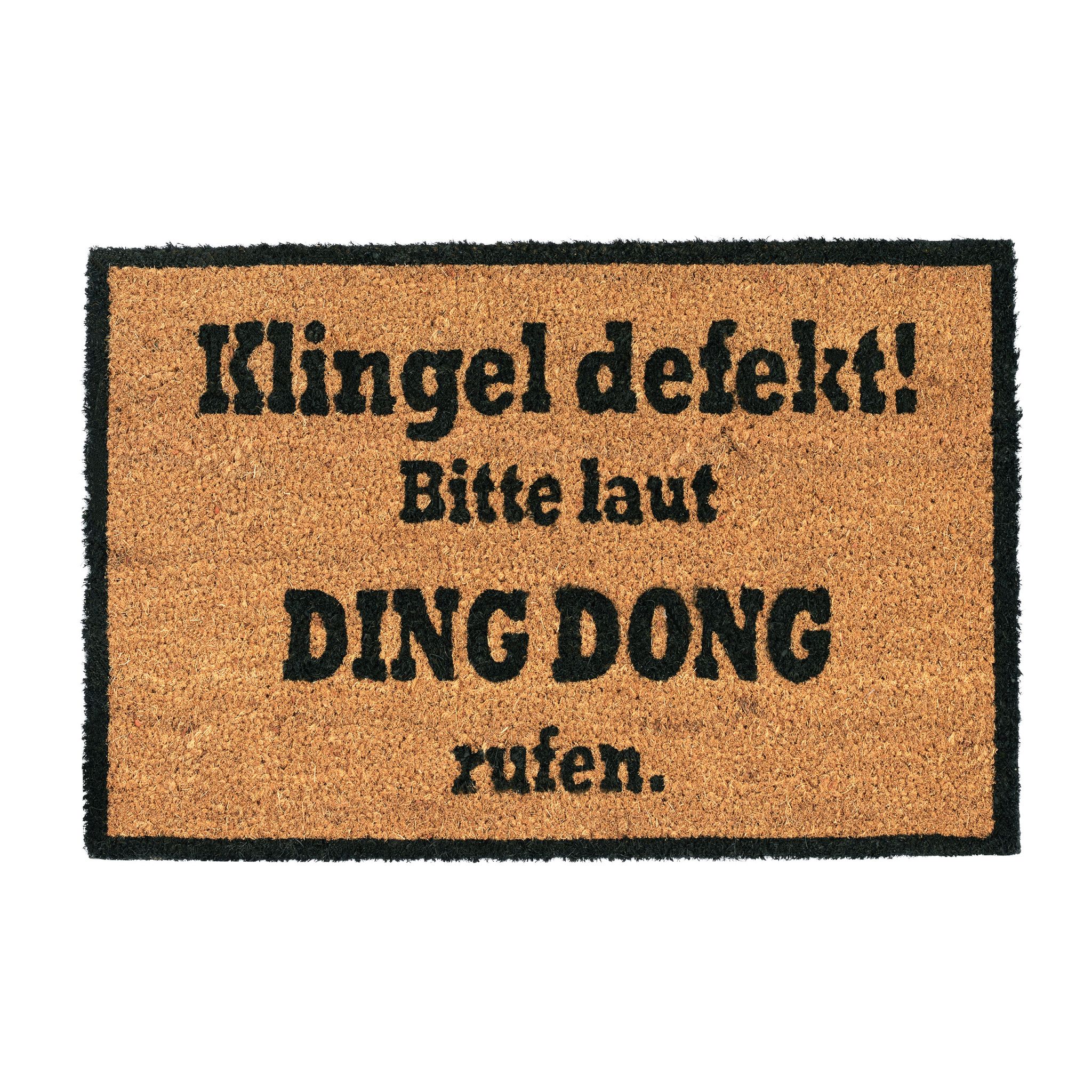 Kokosmatte DING DONG Hellbraun-Schwarz von Relaxdays