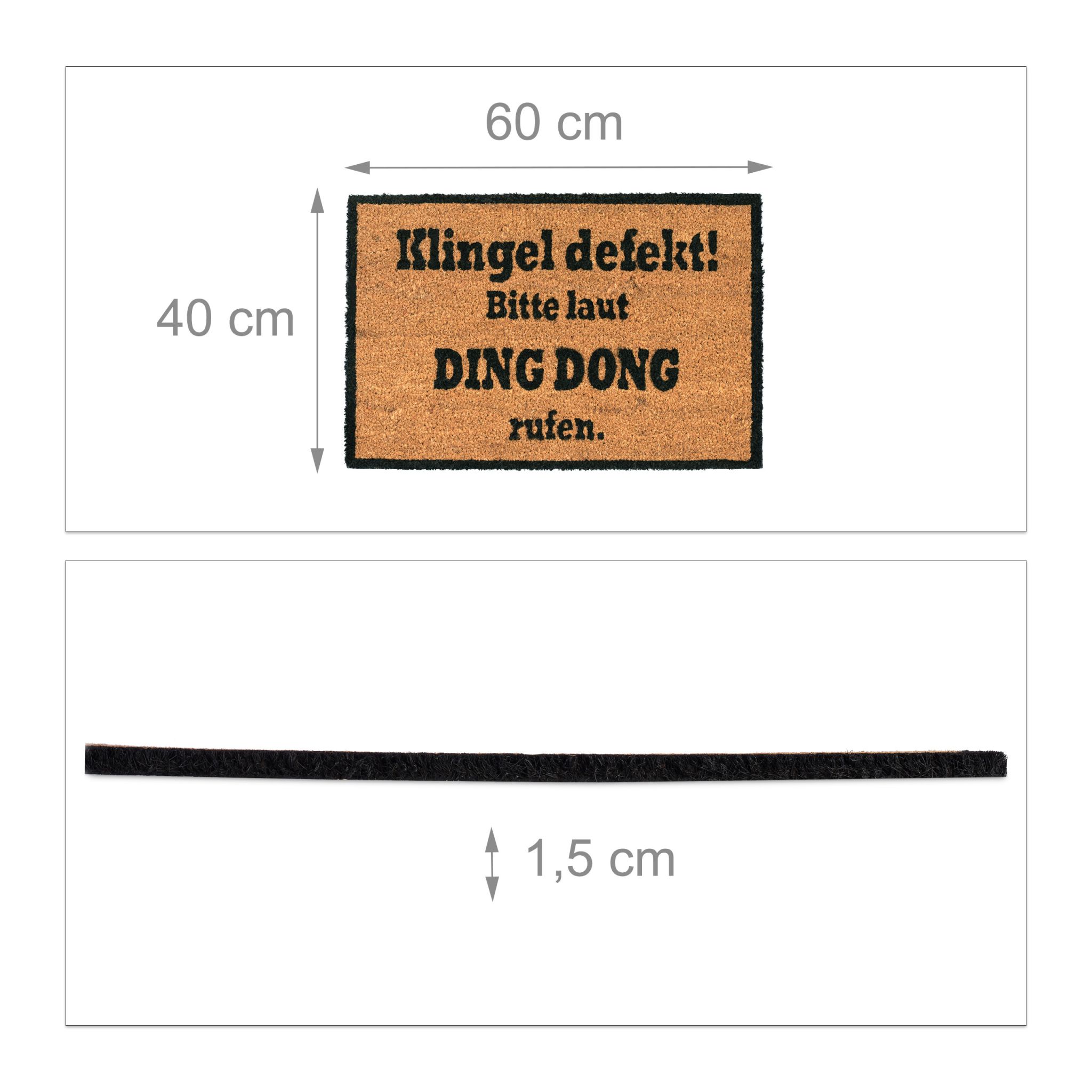 Kokosmatte DING DONG Hellbraun-Schwarz von Relaxdays