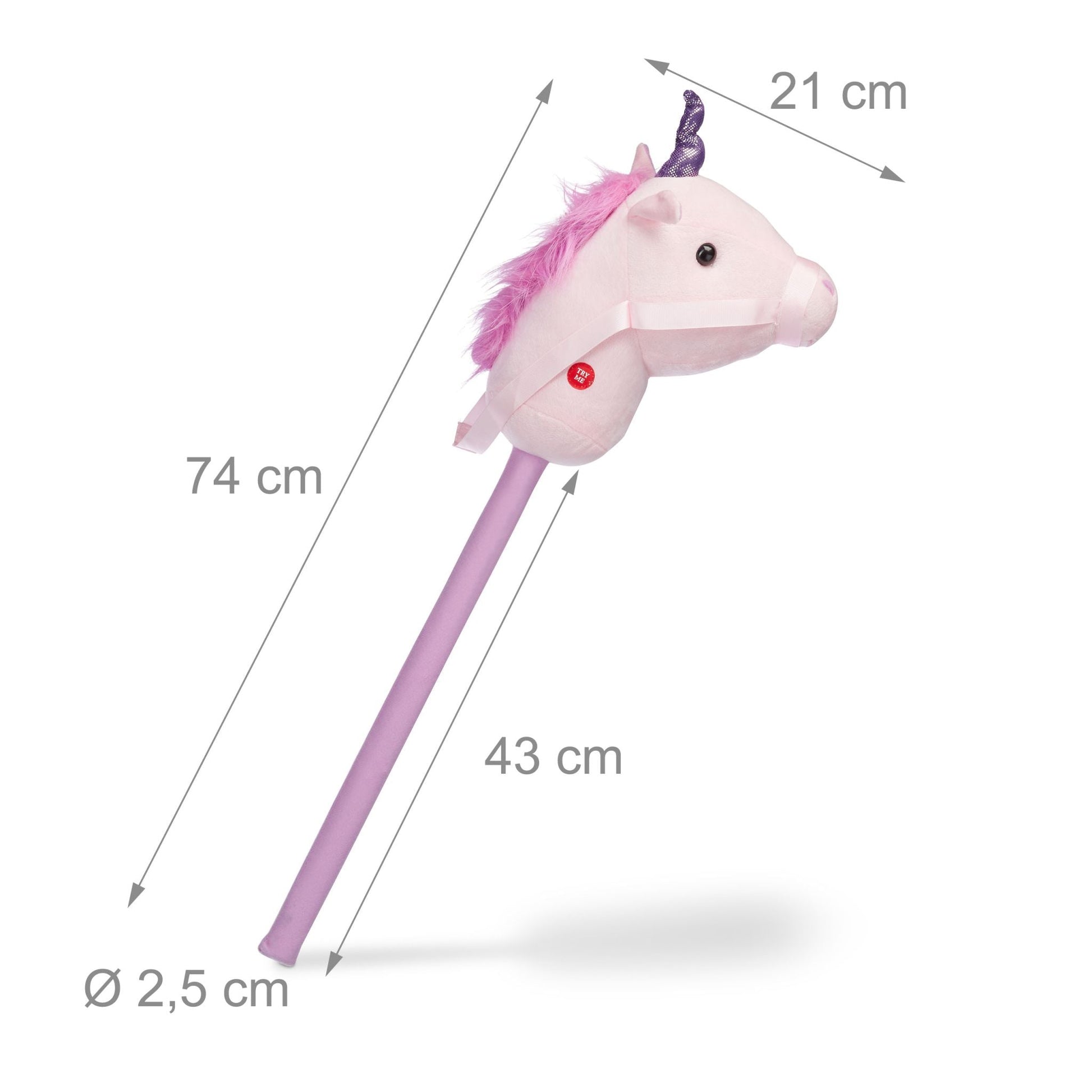 Steckenpferd Einhorn mit Sound Pink-Rosa von Relaxdays