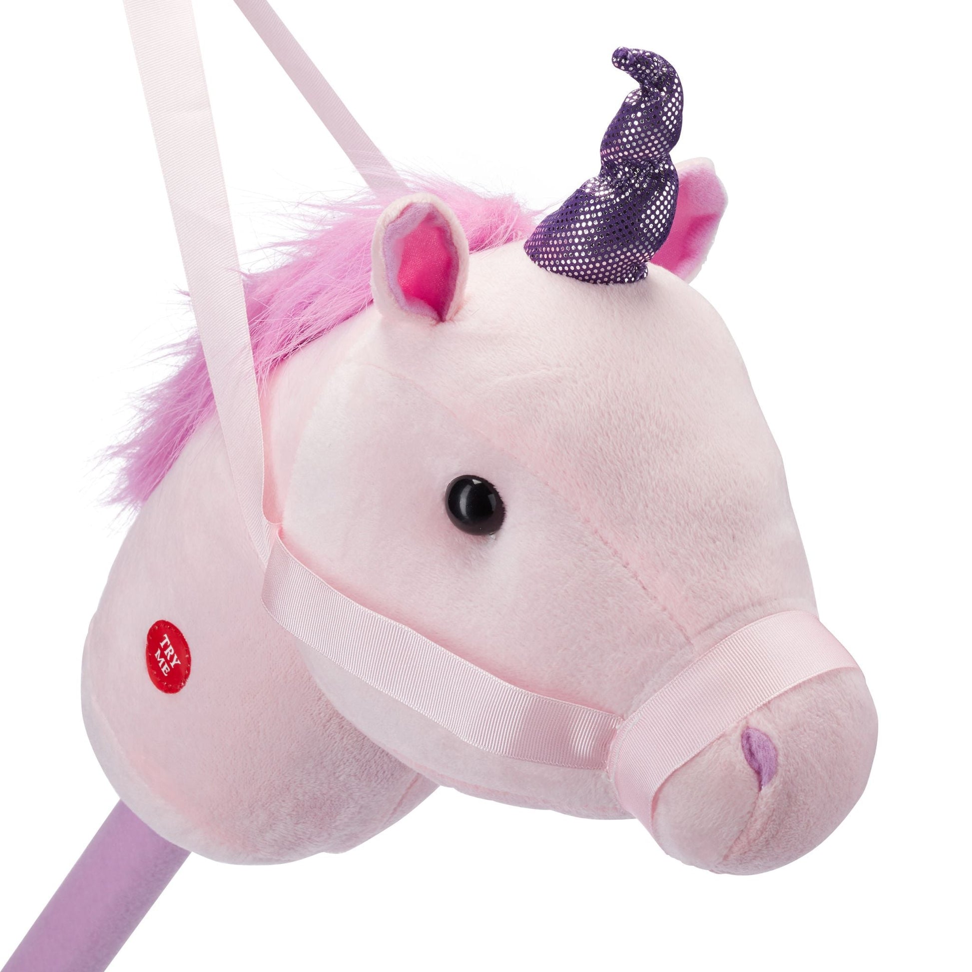 Steckenpferd Einhorn mit Sound Pink-Rosa von Relaxdays