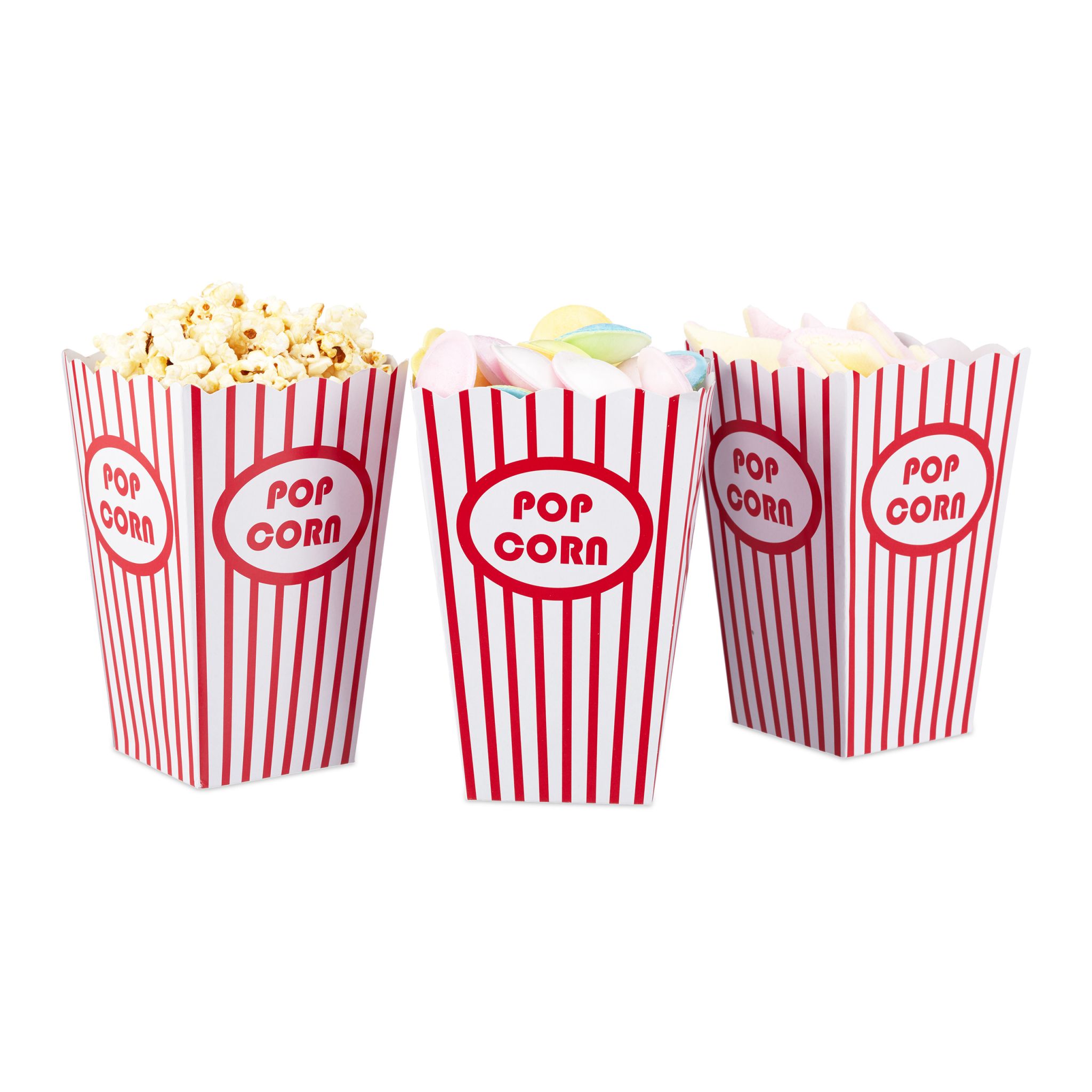 Popcorntüten 48 Stück Weiss-Rot von Relaxdays