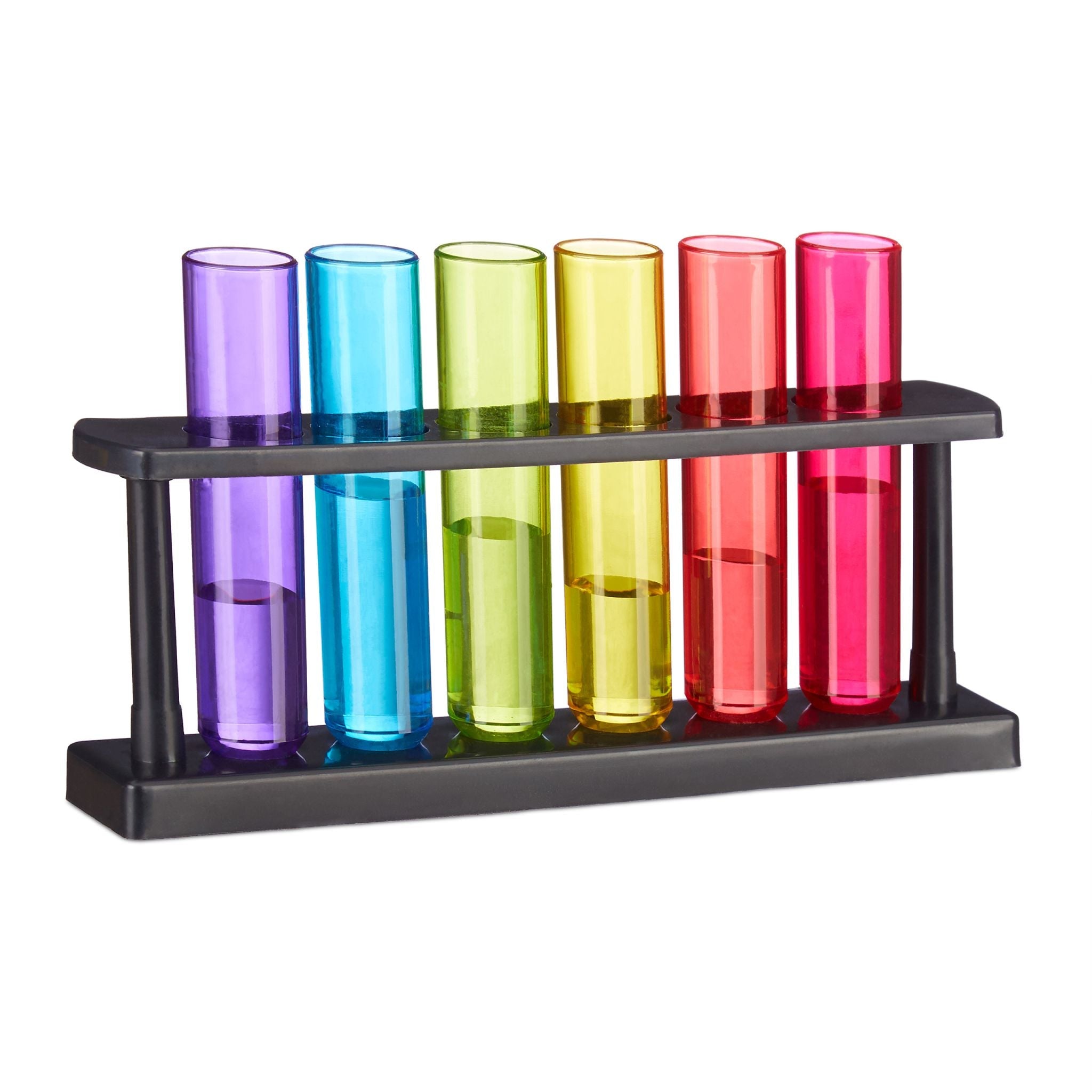Reagenzgläser Shotgläser 6er-Set Blau-Rot-Schwarz von Relaxdays