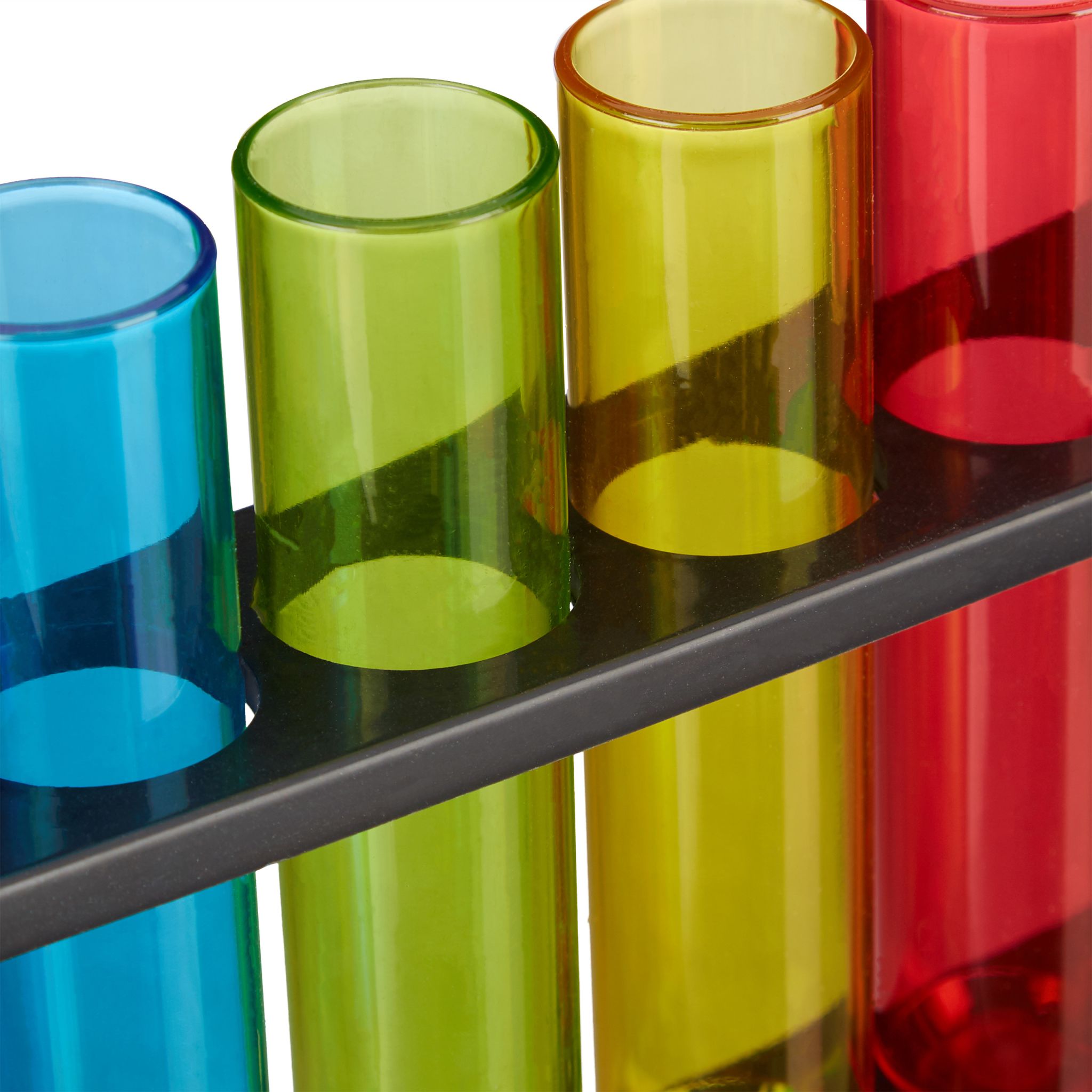 Reagenzgläser Shotgläser 6er-Set Blau-Rot-Schwarz von Relaxdays