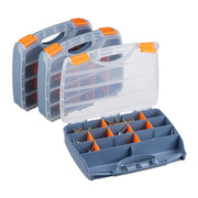 Sortierbox 3er-Set Orange-Transparent-Grau von Relaxdays