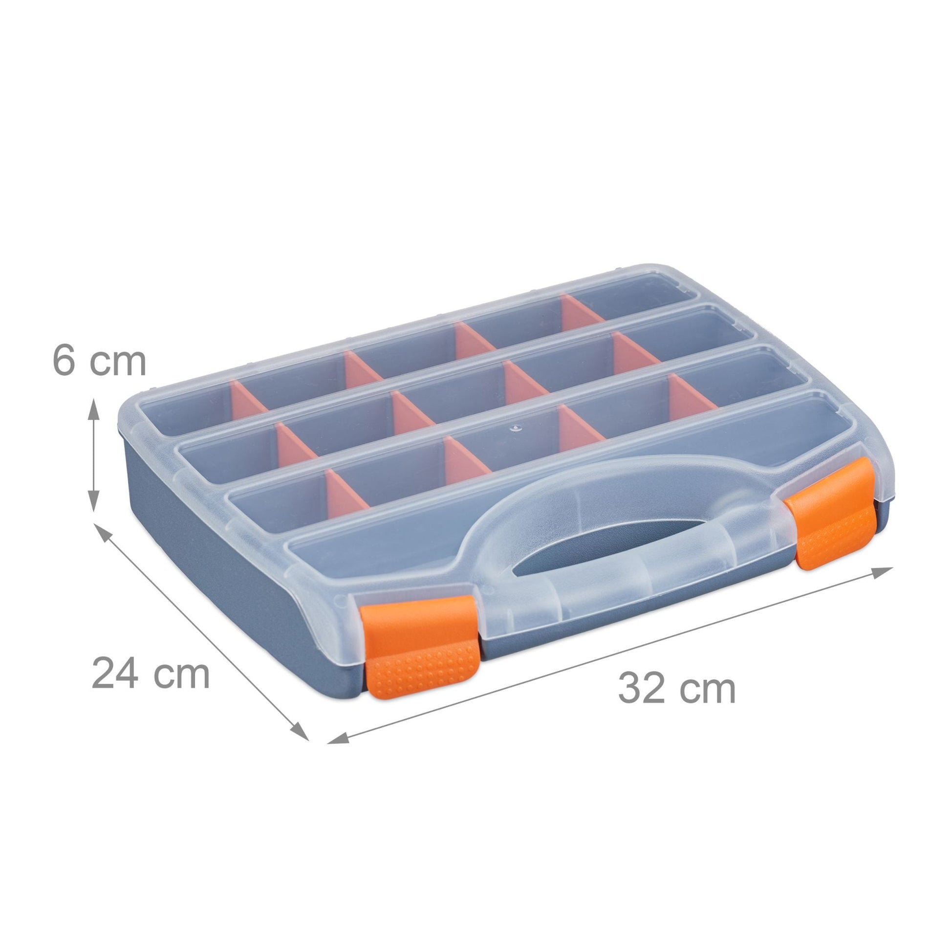 Sortierbox 3er-Set Orange-Transparent-Grau von Relaxdays