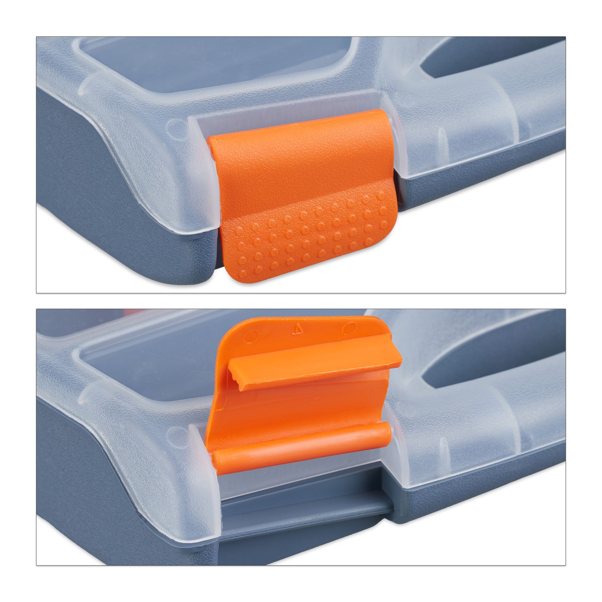 Sortierbox 3er-Set Orange-Transparent-Grau von Relaxdays