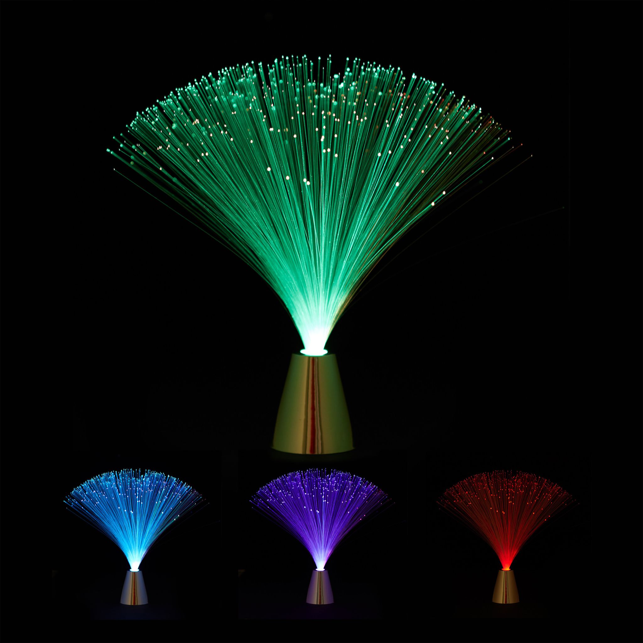 Glasfaserlampe mit Farbwechsel Weiss-Silber