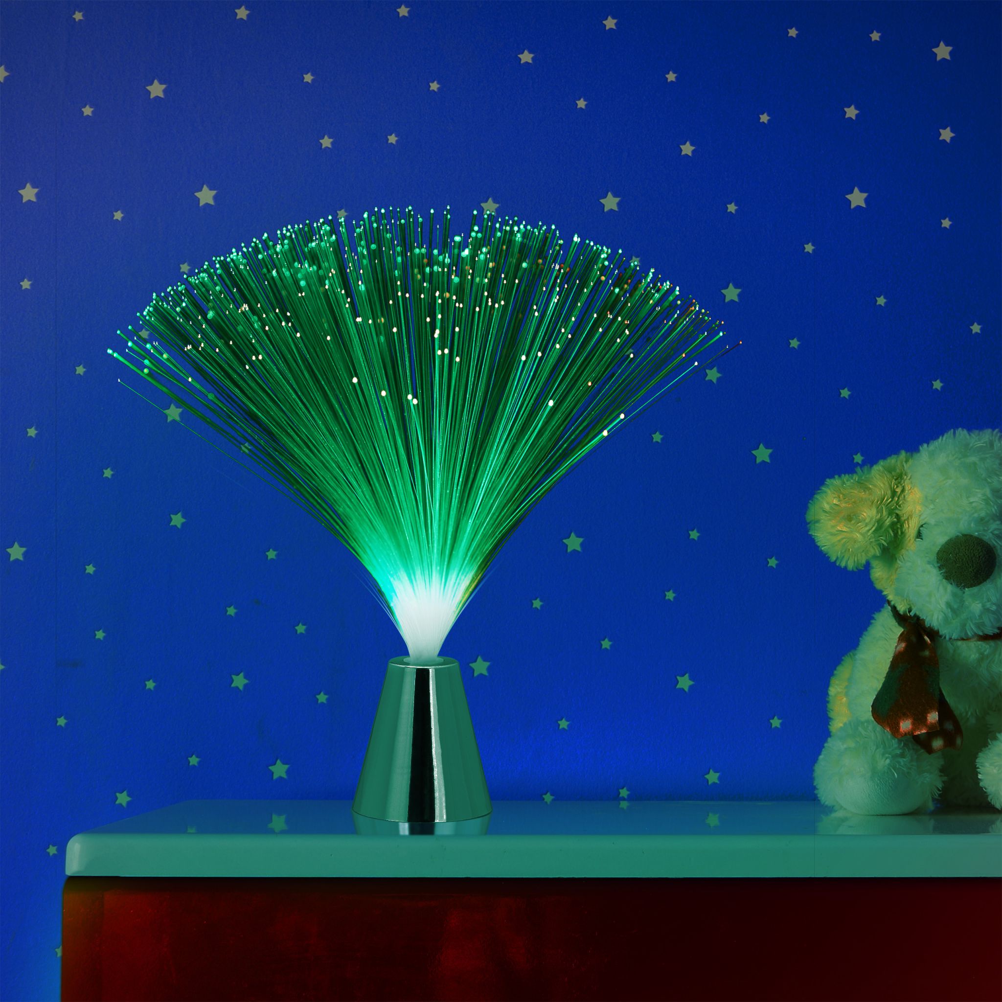 Glasfaserlampe mit Farbwechsel Weiss-Silber