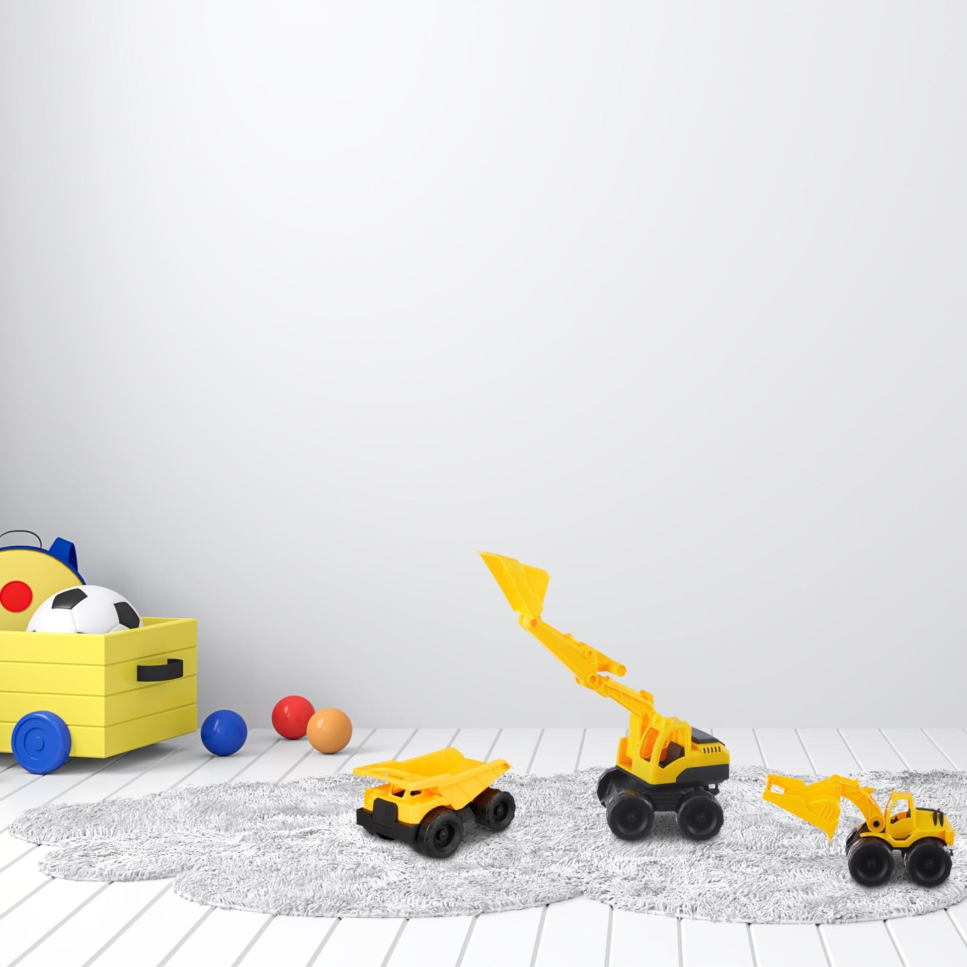 Spielzeug Baustellenfahrzeuge 3er-Set Gelb-Schwarz von Relaxdays