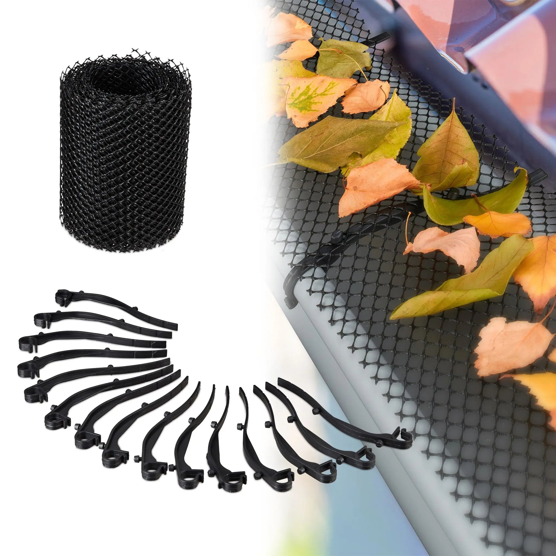 Dachrinnen Laubschutz 6 m Schwarz von Relaxdays