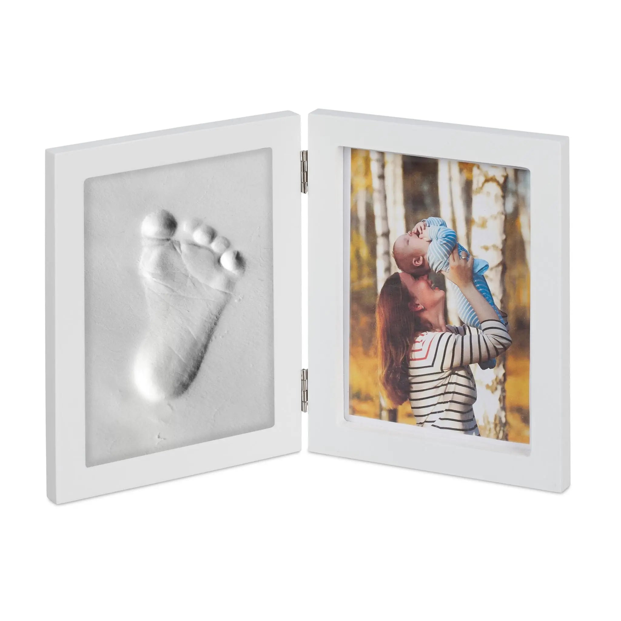 Babybilderrahmen mit Gipsabdruck Weiss von Relaxdays