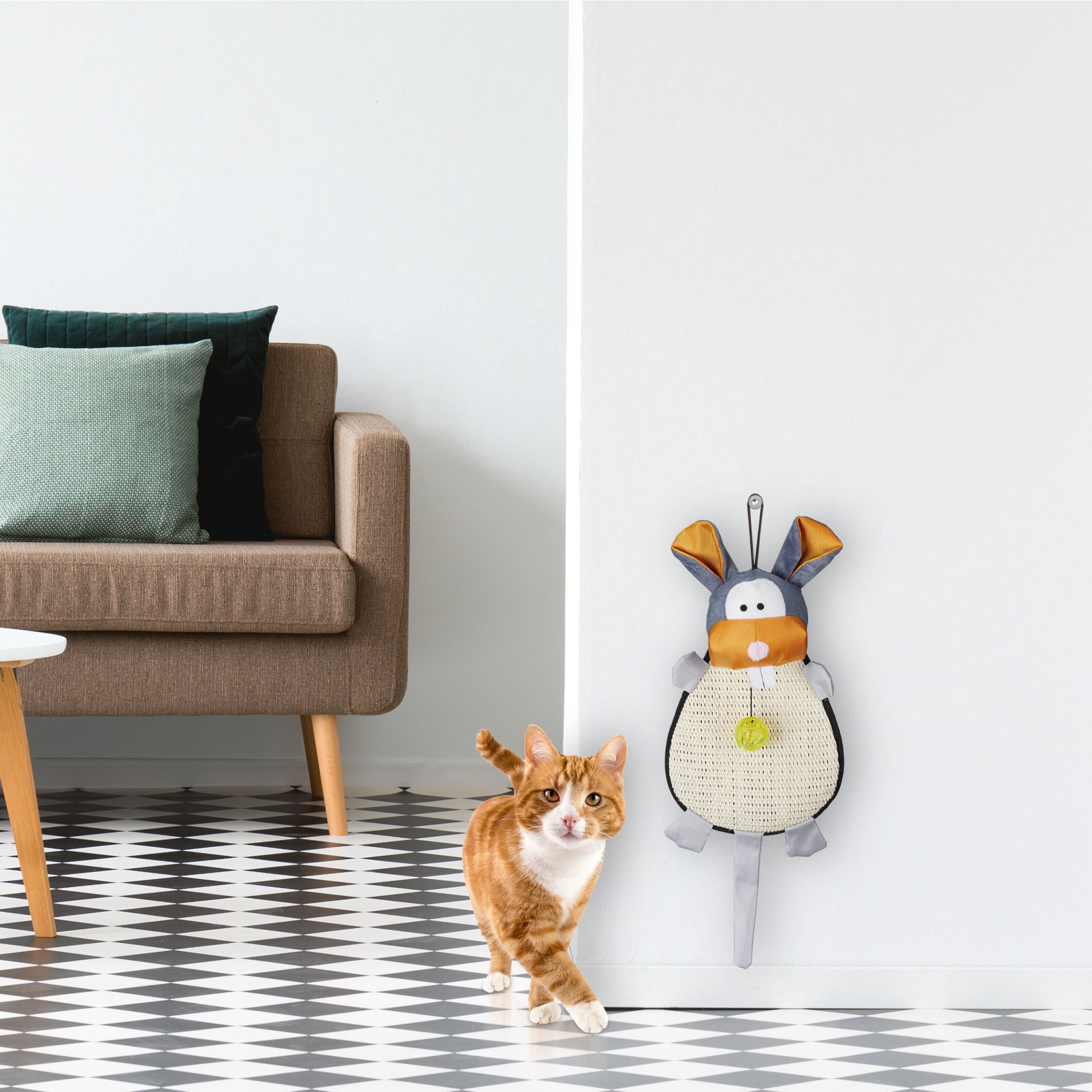 Kratzmatte Katze Creme-Orange-Grau von Relaxdays