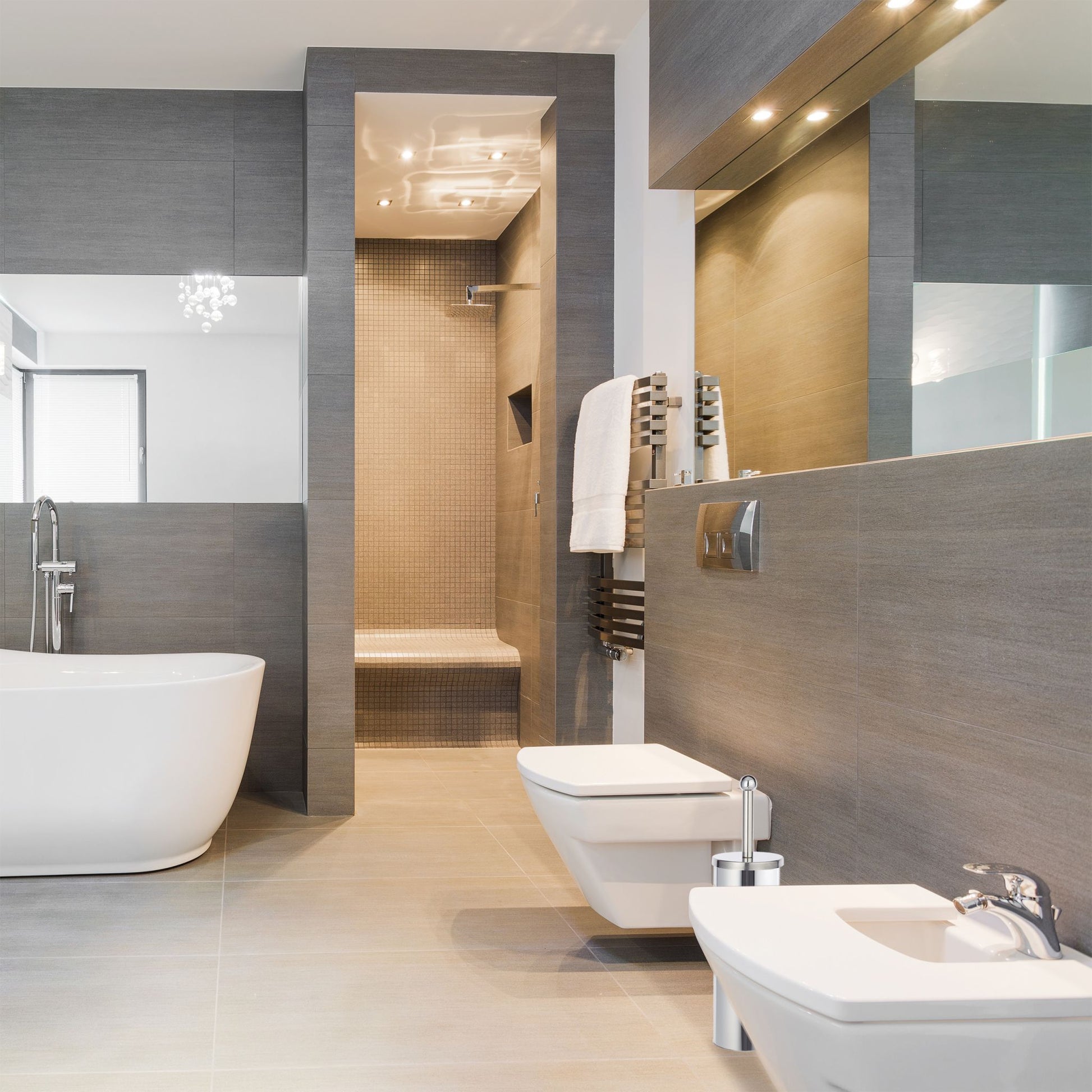 WC Garnitur Edelstahl rund Schwarz-Silber von Relaxdays