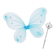 Feenflügel mit Zauberstab Weiss-Hellblau-Silber von Relaxdays