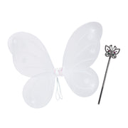Feenflügel mit Zauberstab Weiss-Silber von Relaxdays