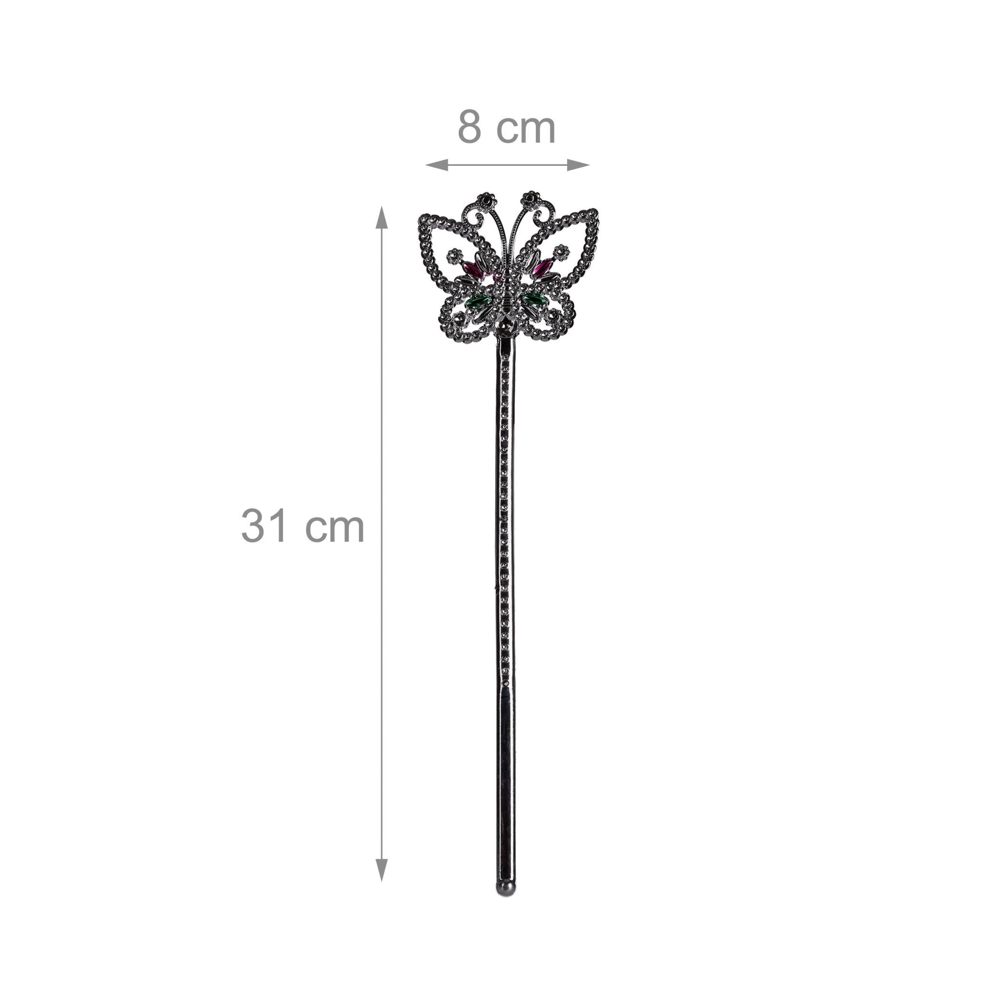 Feenflügel mit Zauberstab Weiss-Silber von Relaxdays