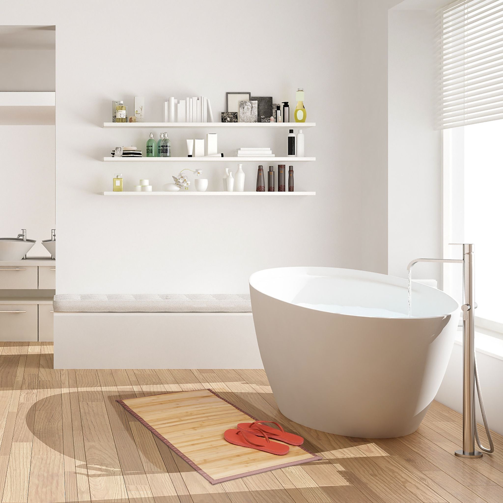 Bambusmatte natur Braun-Hellbraun von Relaxdays