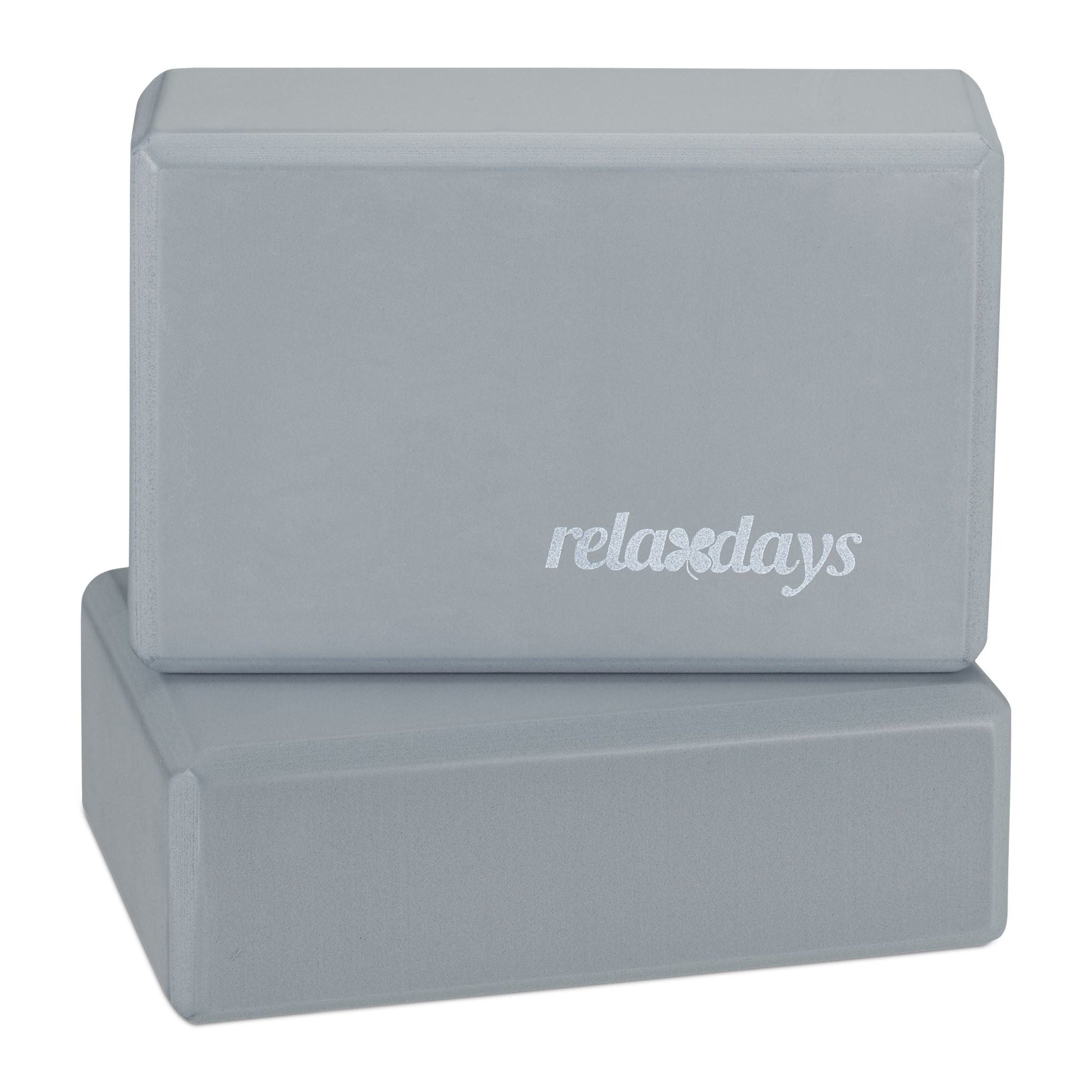 Yogablock 2er-Set Weiss-Grau von Relaxdays