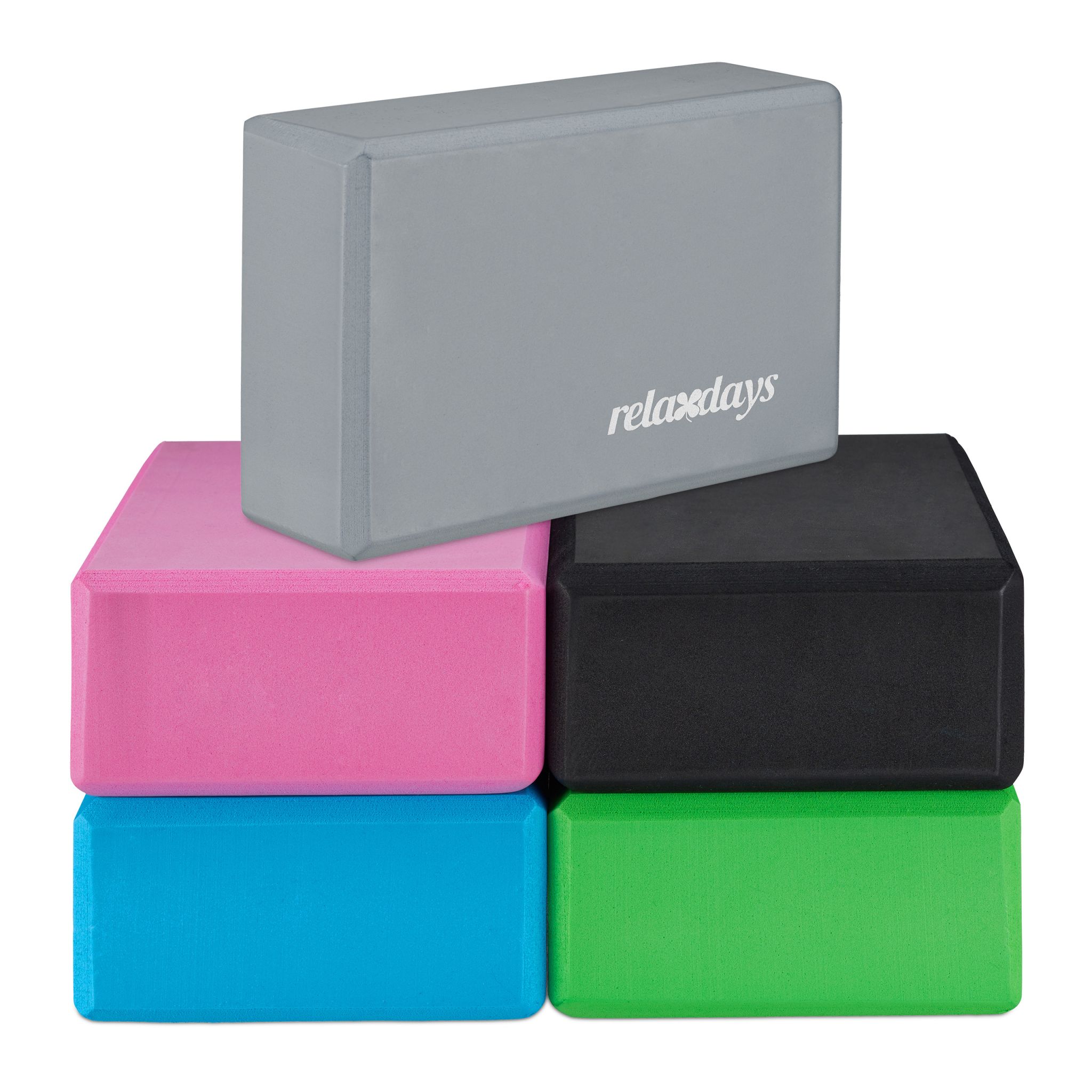Yogablock 2er-Set Weiss-Grau von Relaxdays
