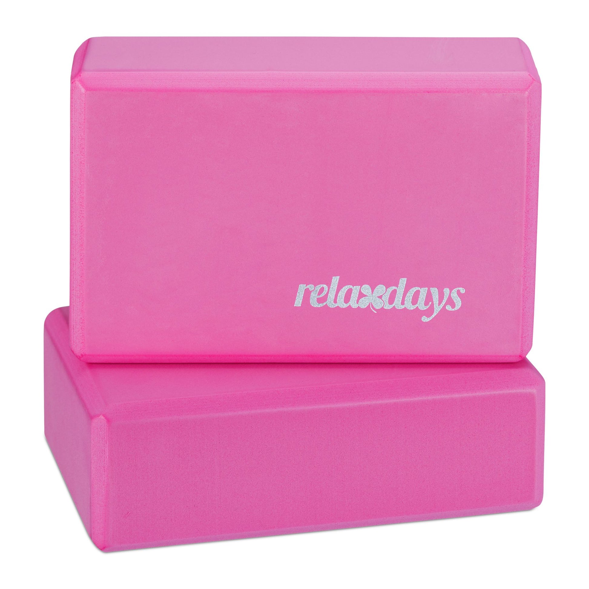 Yogablock 2er-Set Weiss-Rosa von Relaxdays