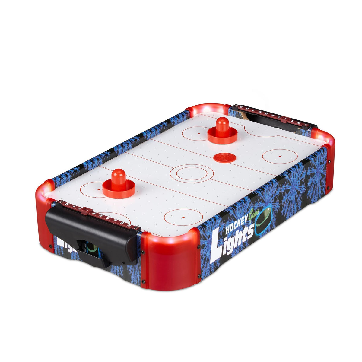 Airhockey Tischspiel LED Weiss-Blau-Rot von Relaxdays