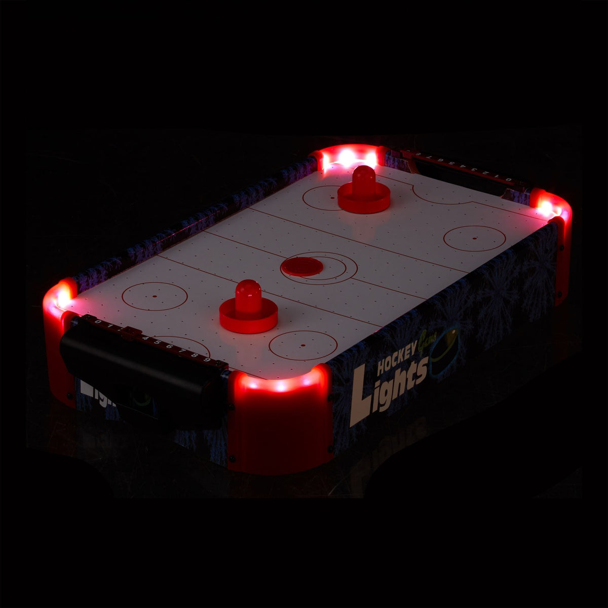 Airhockey Tischspiel LED Weiss-Blau-Rot von Relaxdays