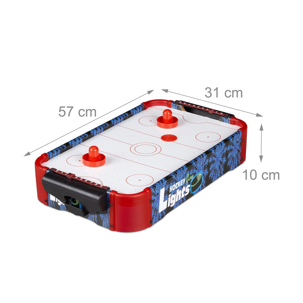 Airhockey Tischspiel LED Weiss-Blau-Rot von Relaxdays
