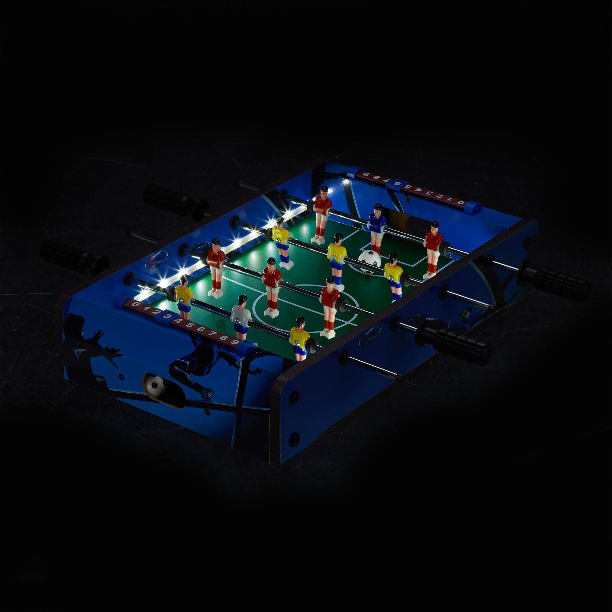 Tischkicker LED Blau-Gelb-Rot von Relaxdays