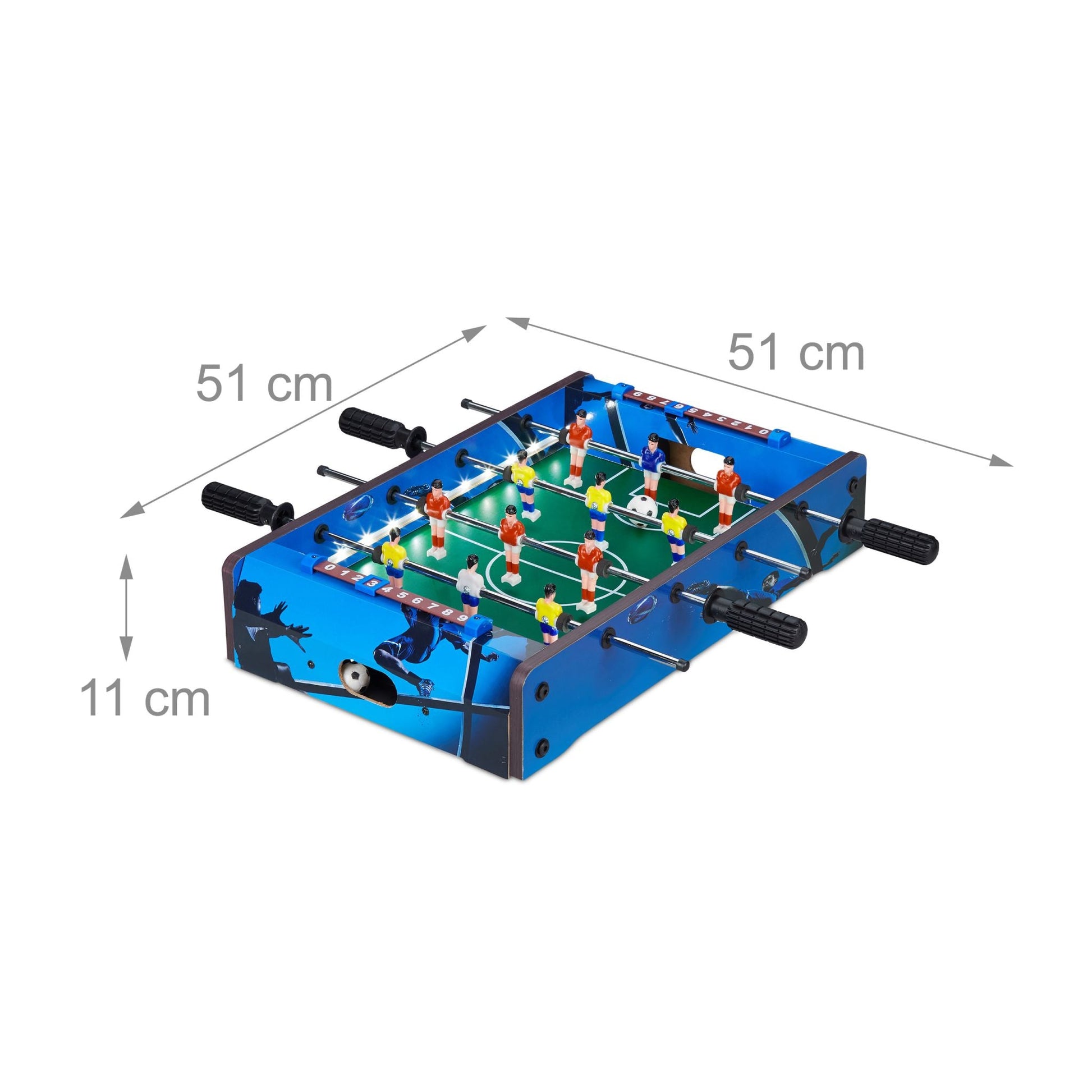 Tischkicker LED Blau-Gelb-Rot von Relaxdays