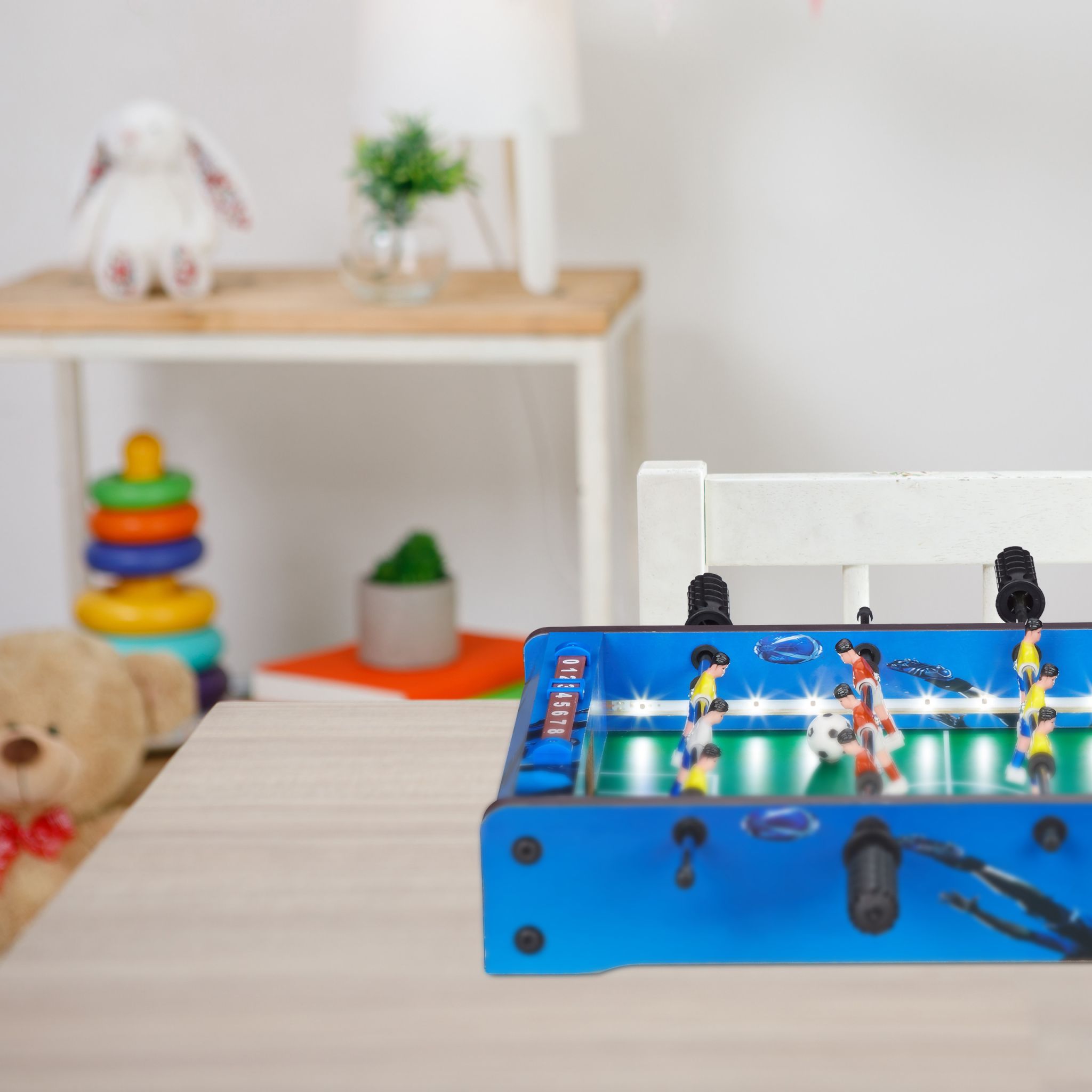 Tischkicker LED Blau-Gelb-Rot von Relaxdays