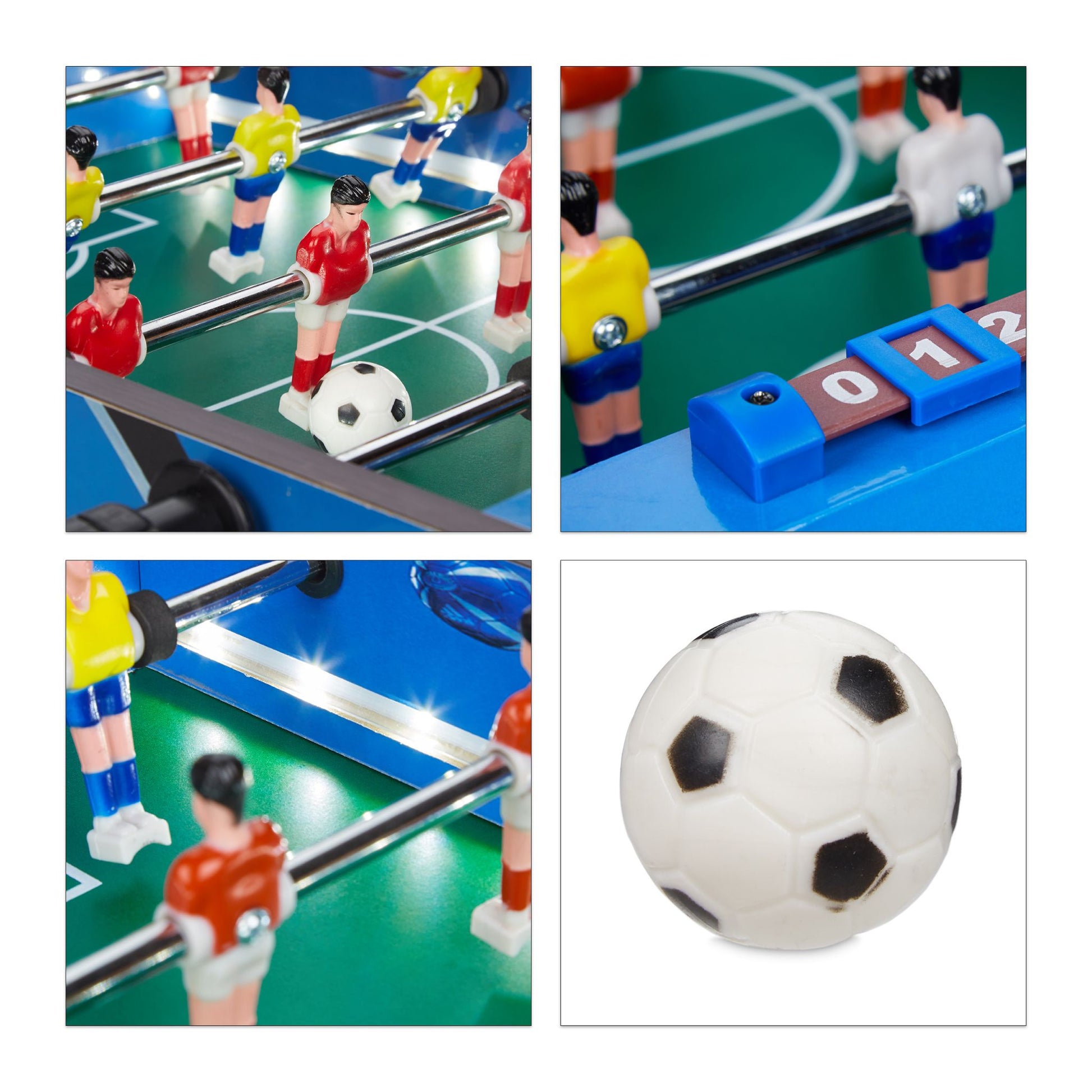Tischkicker LED Blau-Gelb-Rot von Relaxdays