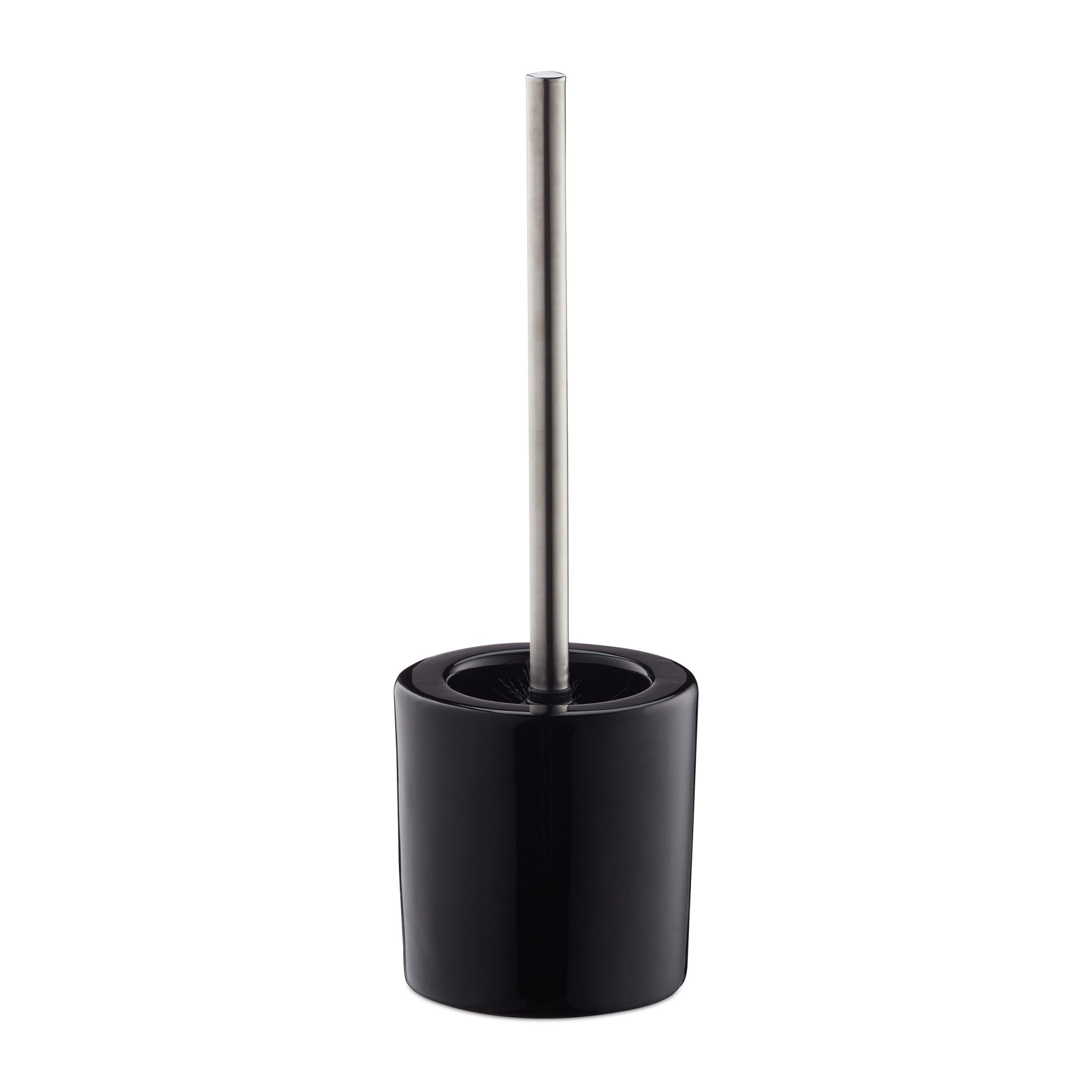 WC Garnitur Keramik Schwarz-Silber