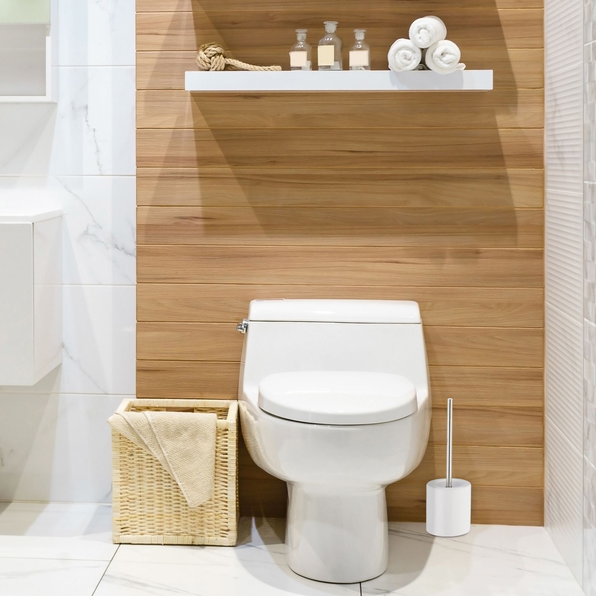 WC Garnitur Keramik Weiss-Silber