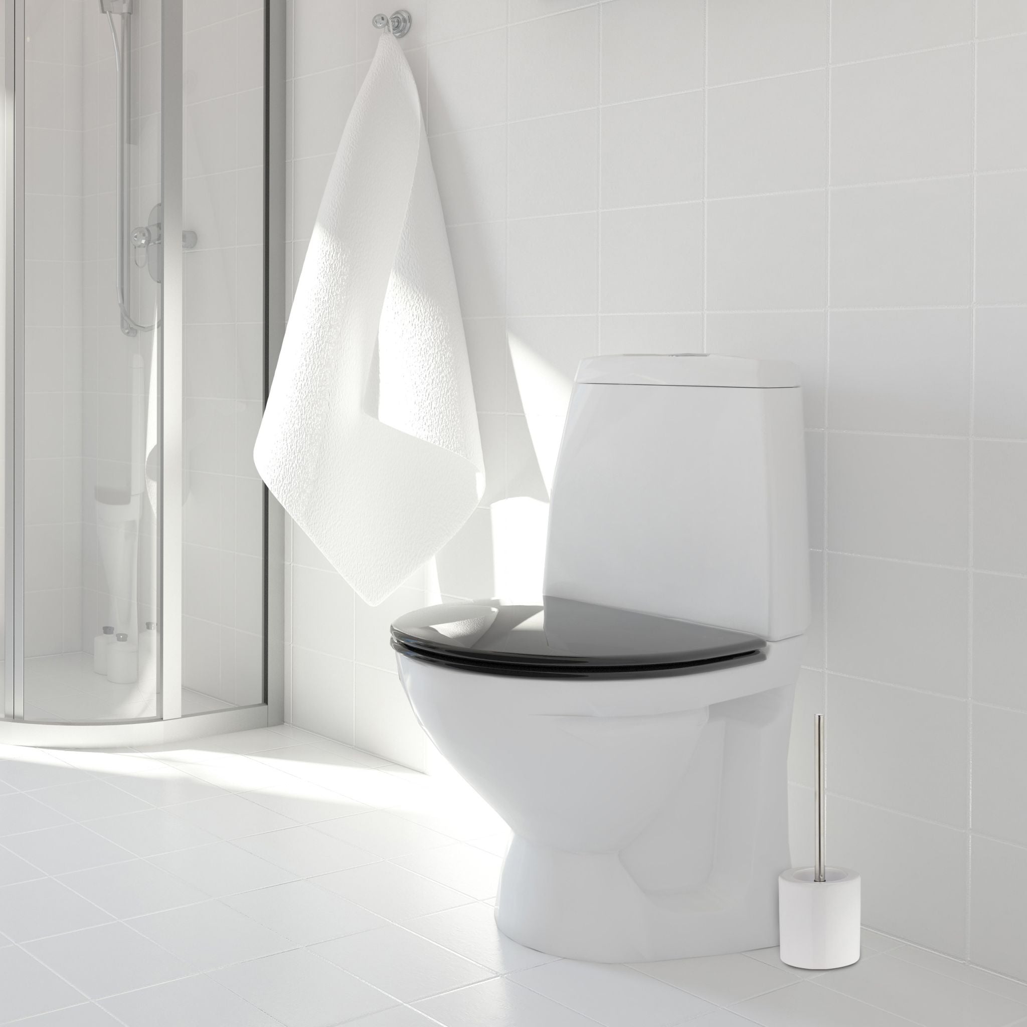 WC Garnitur Keramik Weiss-Silber