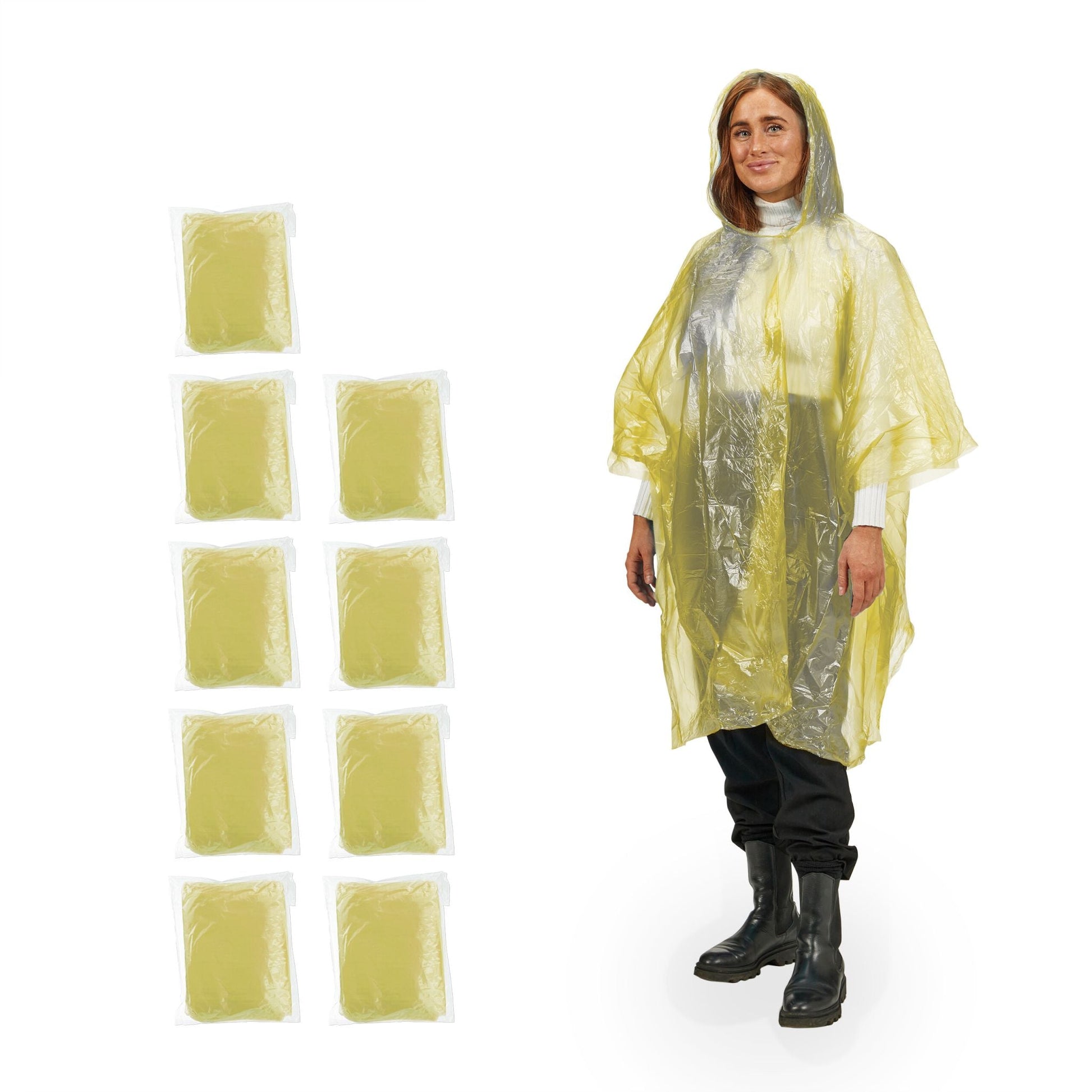Einweg Regenponcho 10er-Set Gelb von Relaxdays
