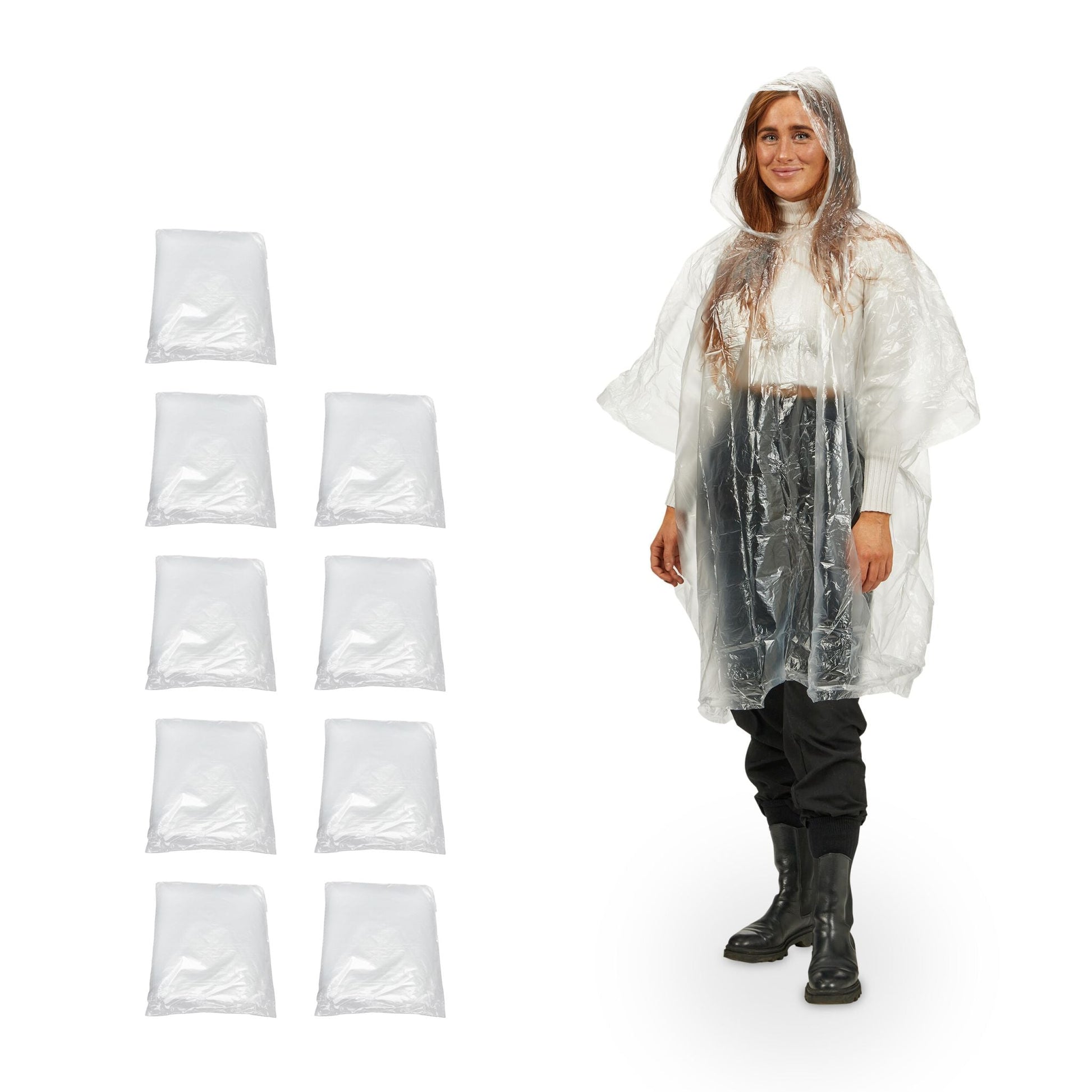 Einweg Regenponcho 10er-Set Transparent von Relaxdays