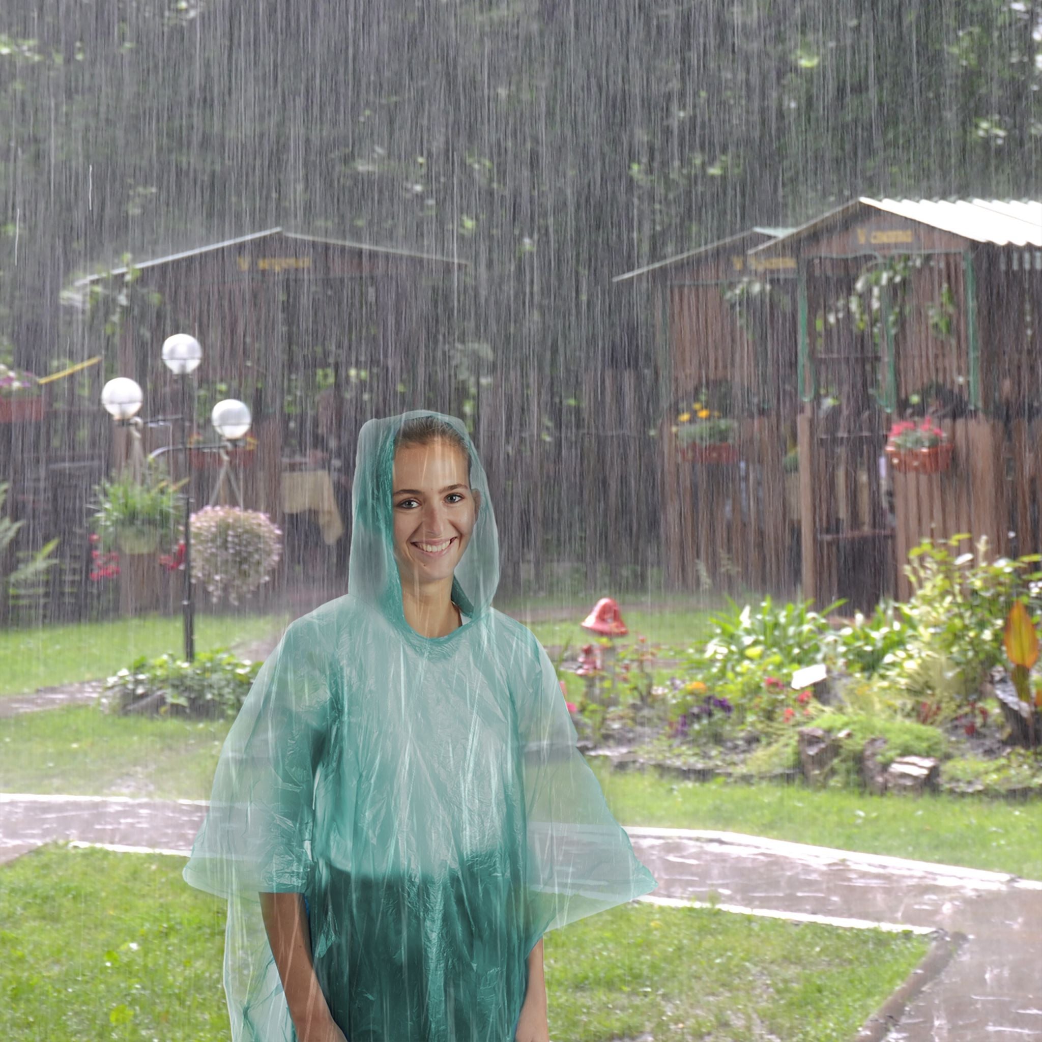 Einweg Regenponcho 10er-Set Grün von Relaxdays