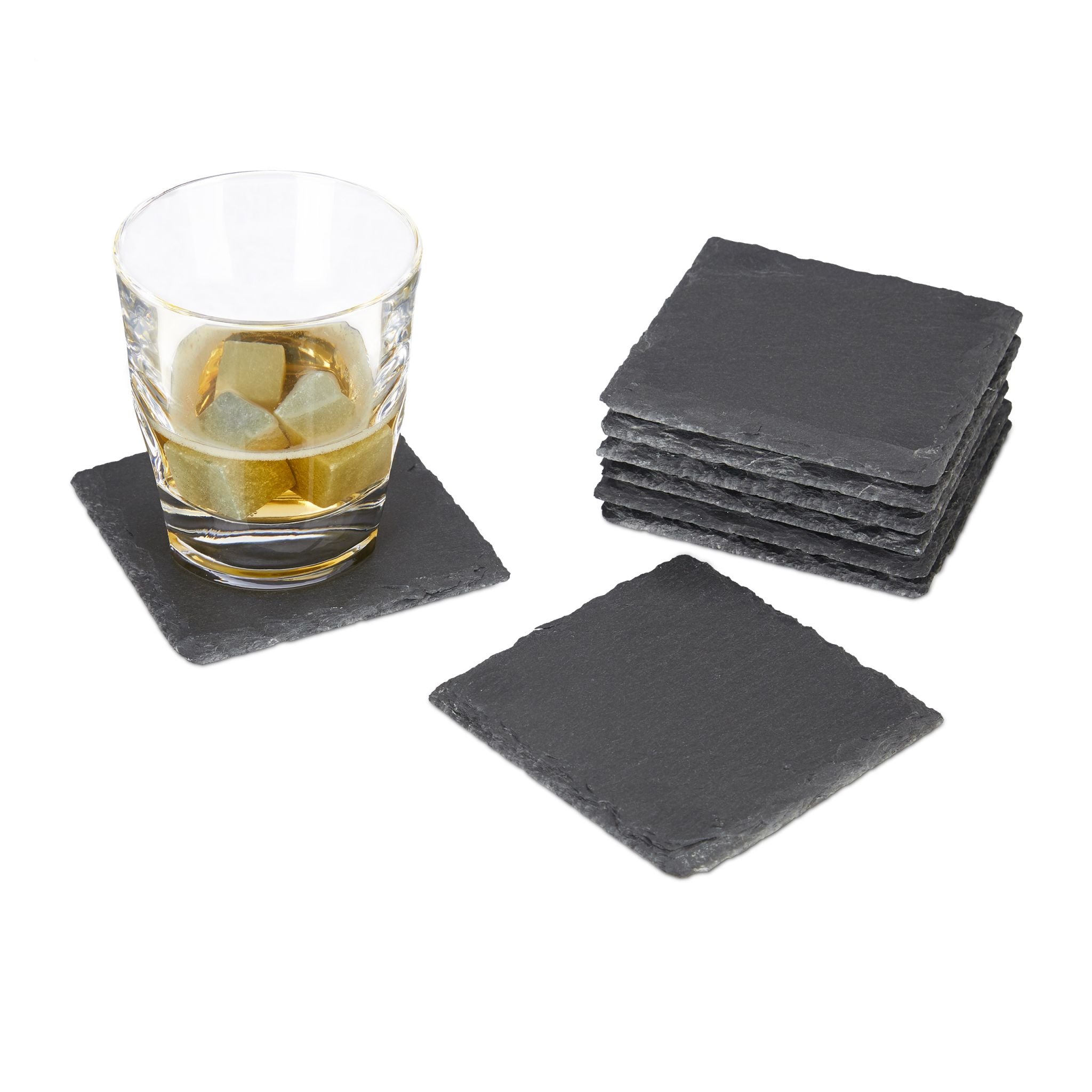 Getränkeuntersetzer Schiefer 8er-Set Anthrazit von Relaxdays