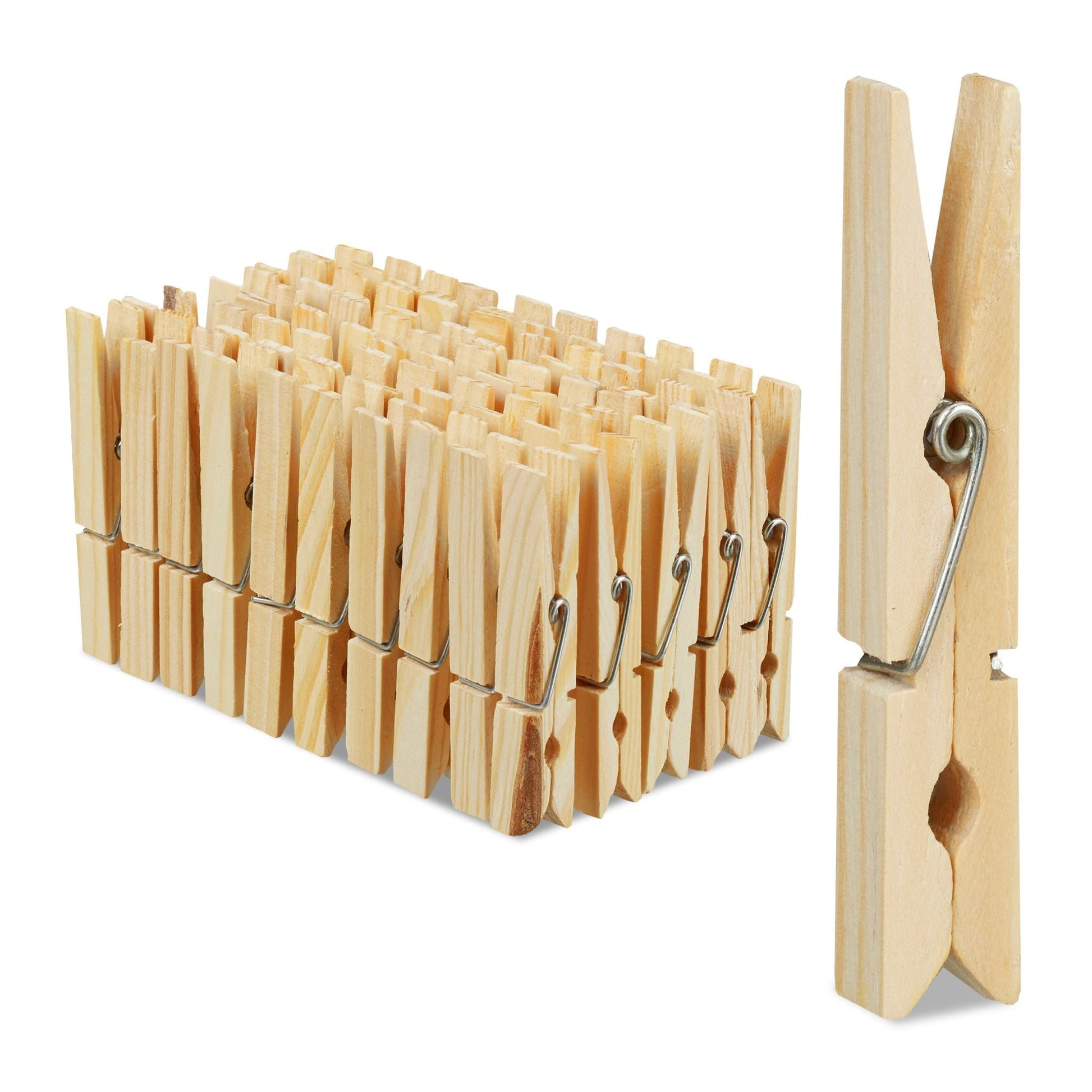 Wäscheklammern Holz 100er-Set Hellbraun von Relaxdays