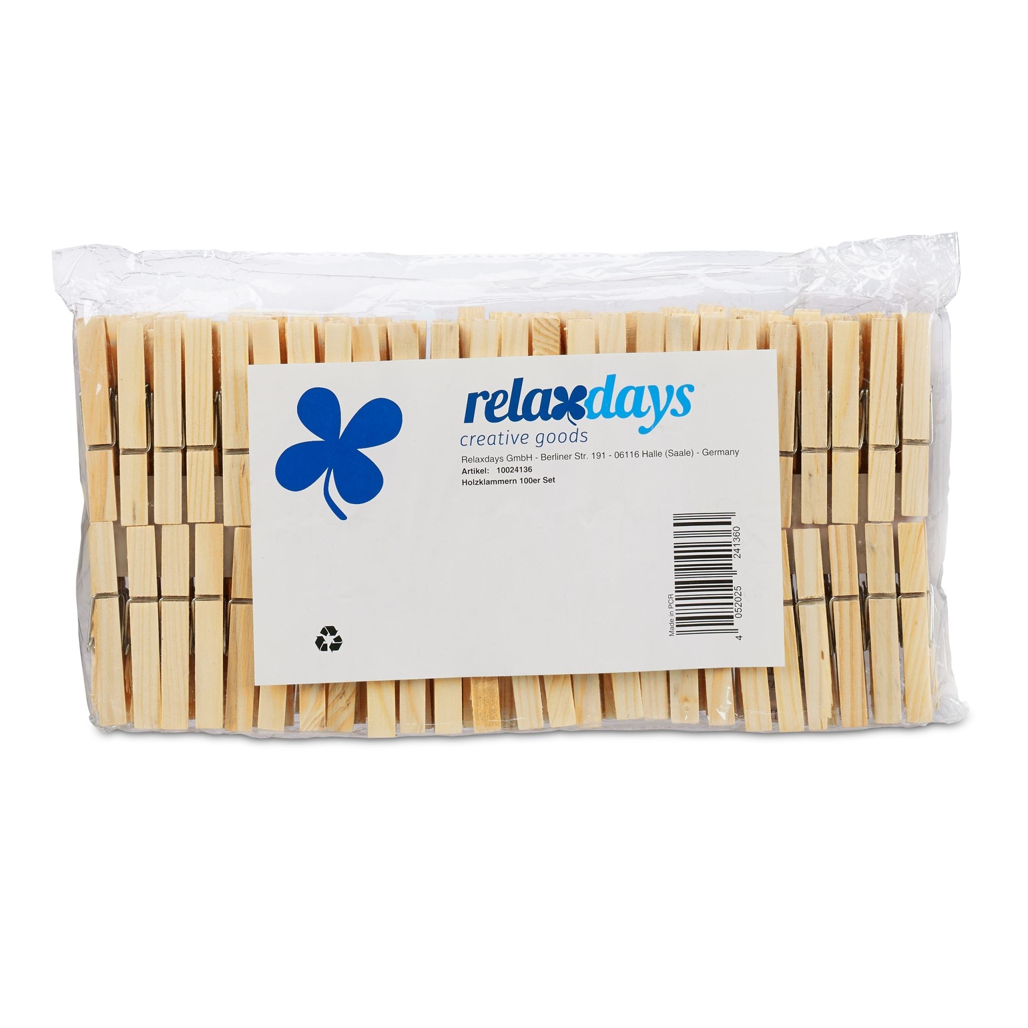 Wäscheklammern Holz 100er-Set Hellbraun von Relaxdays