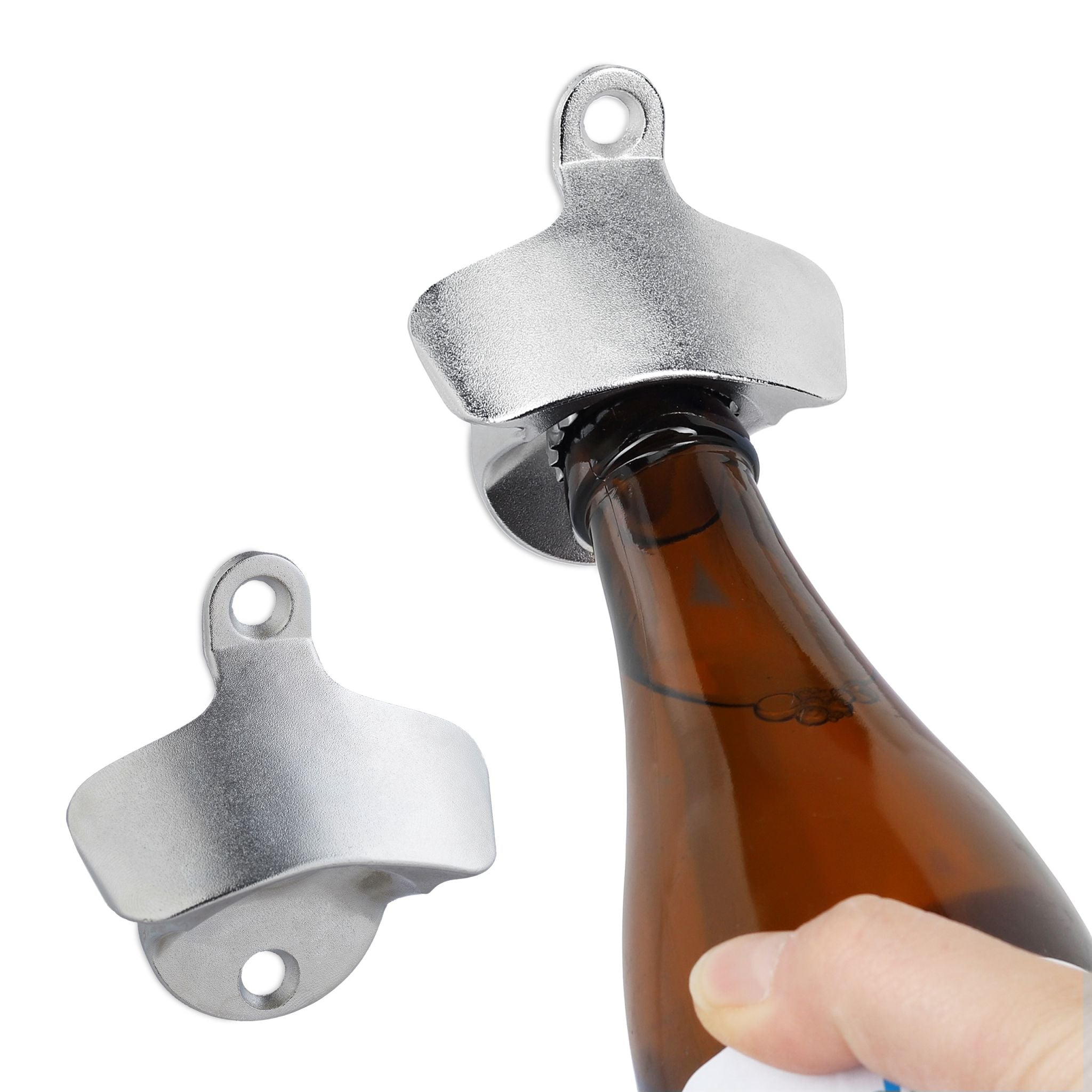 Wandflaschenöffner 2er-Set Silber von Relaxdays