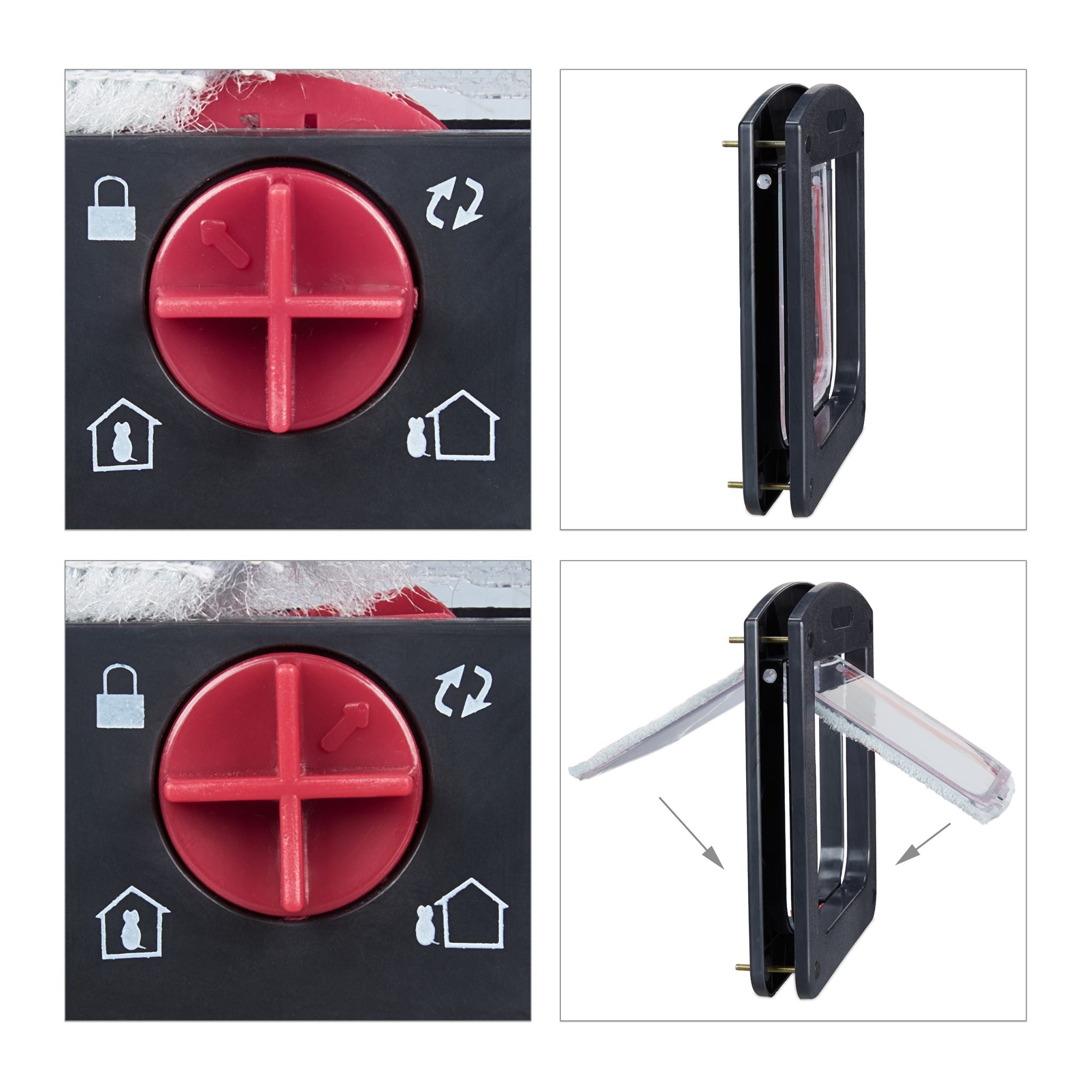 Haustierklappe 4 Wege Rot-Schwarz-Transparent