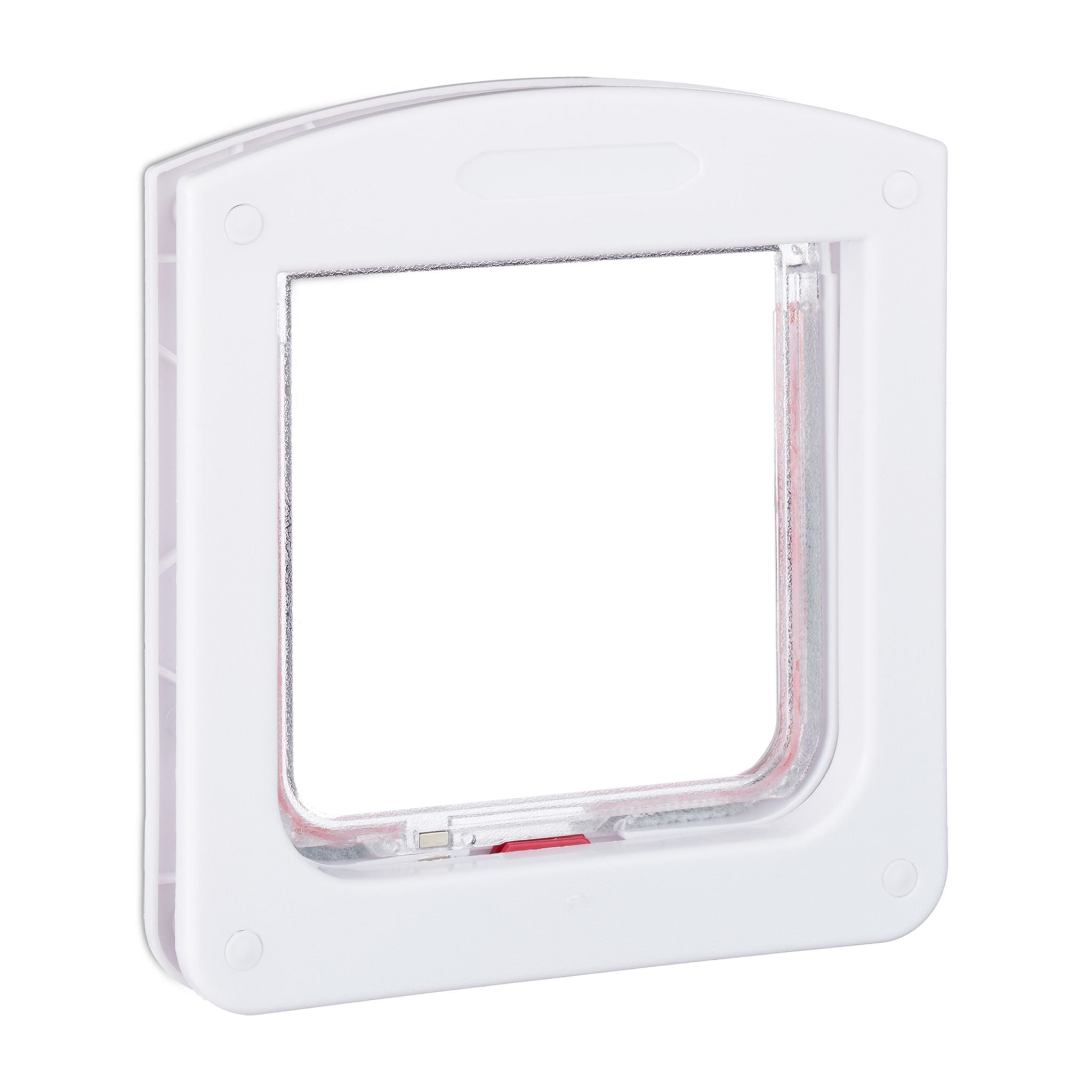 Haustierklappe 4 Wege Weiss-Rot-Transparent
